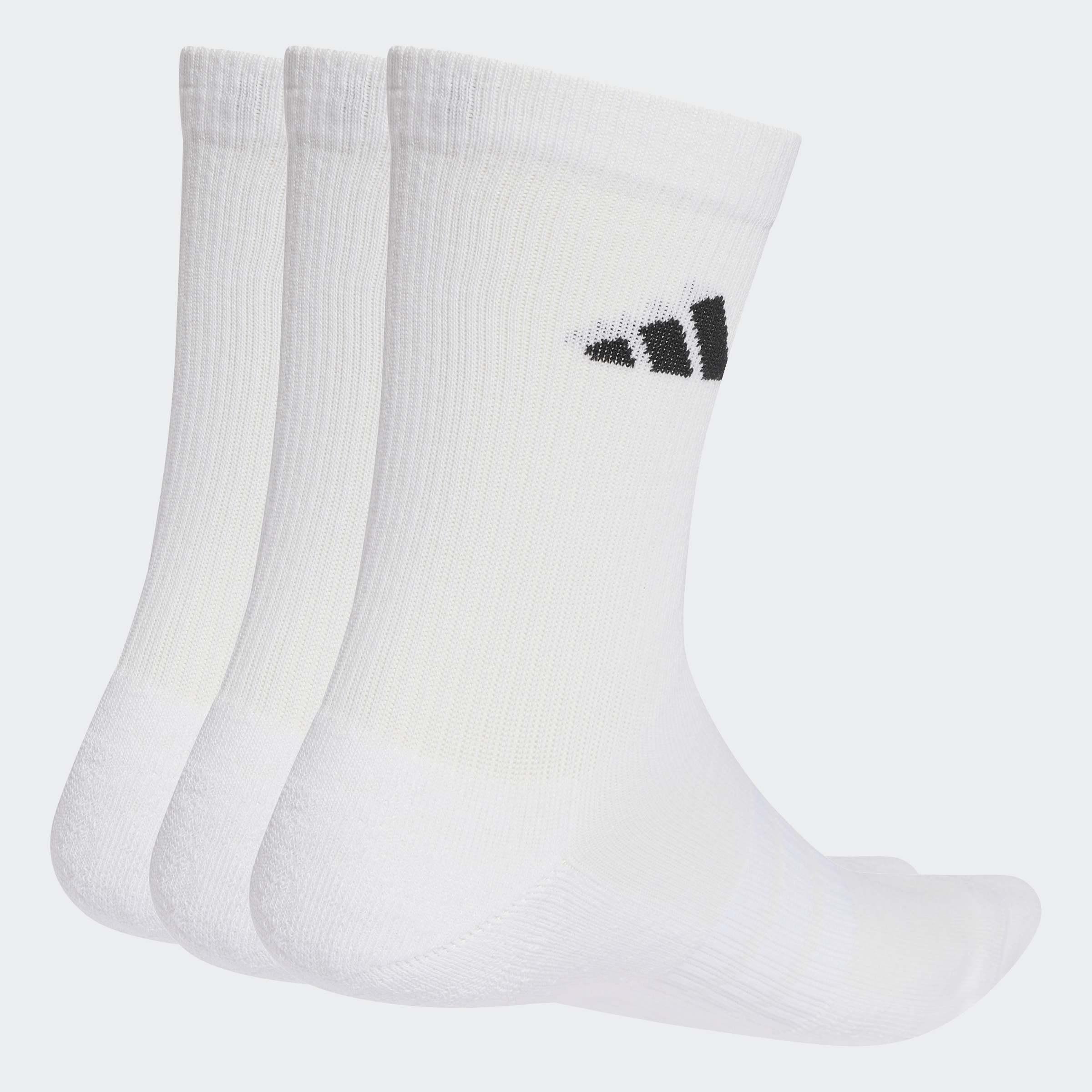 Unisex Cushioned Sportswear Crew Socks - 3 Pair Pack, White