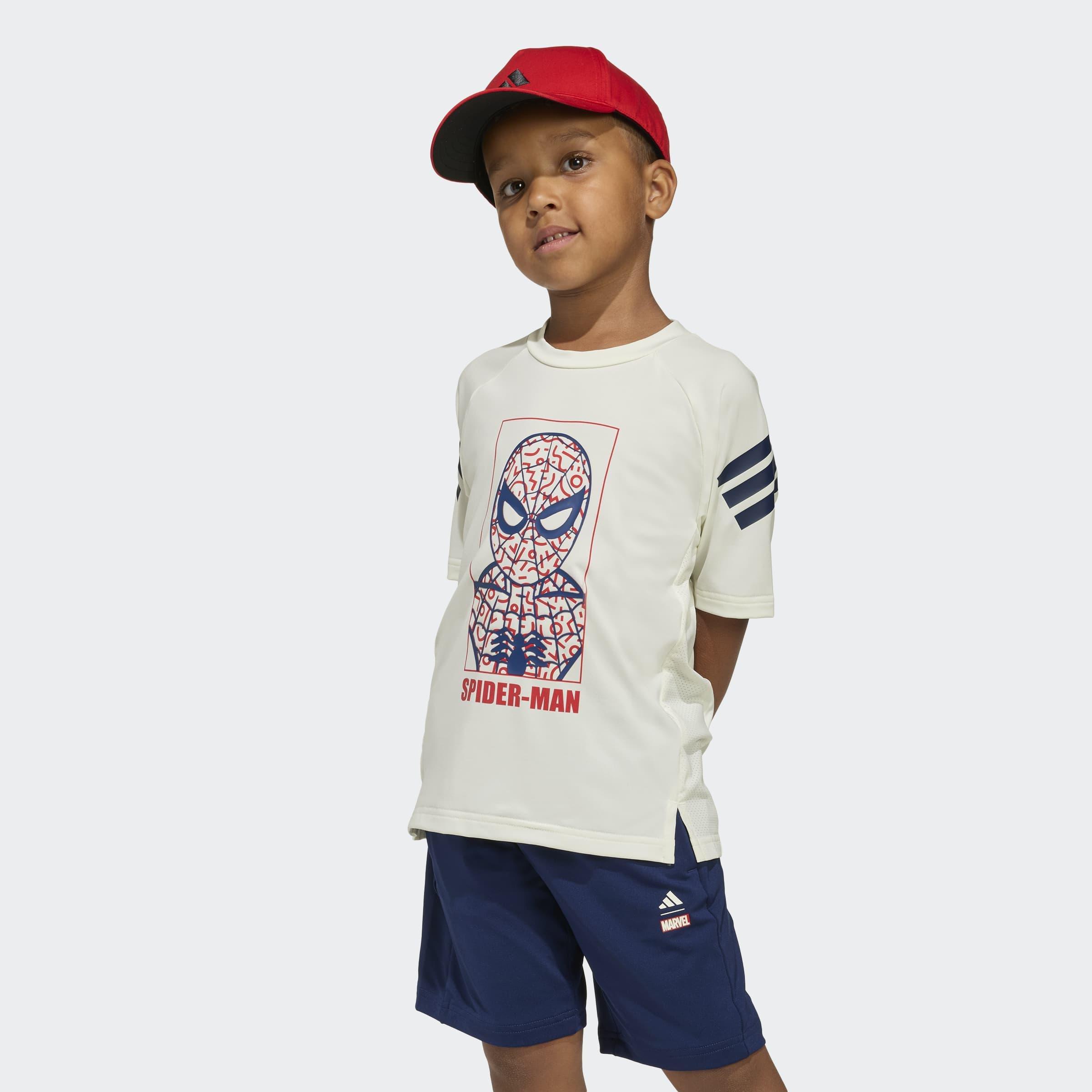 Kids Unisex Adidas Marvel Spider-Man Sport Set, White, A701_ONE, large image number 4