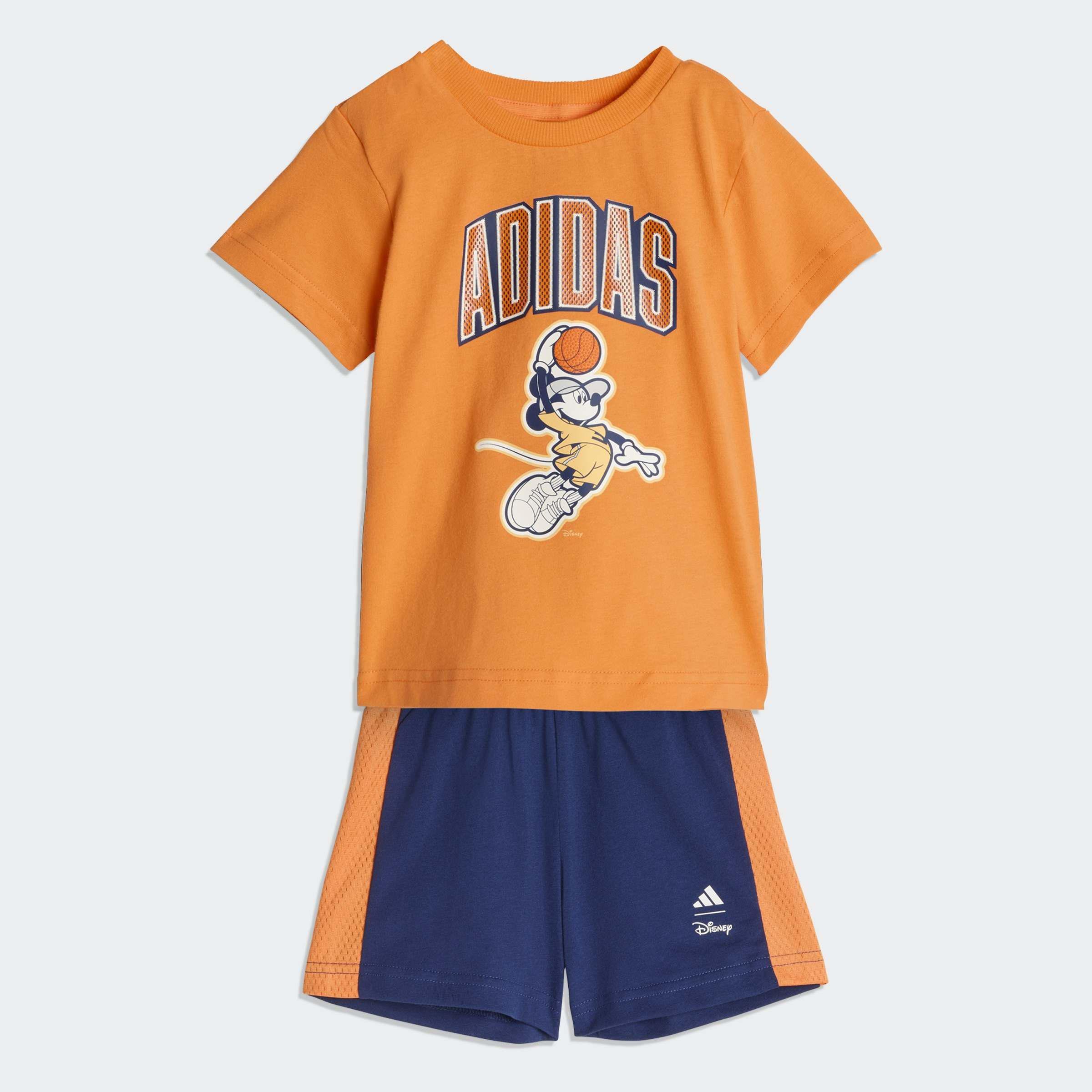 Kids Unisex Adidas Disney Mickey Mouse T-Shirt Set, Orange, A701_ONE, large image number 0