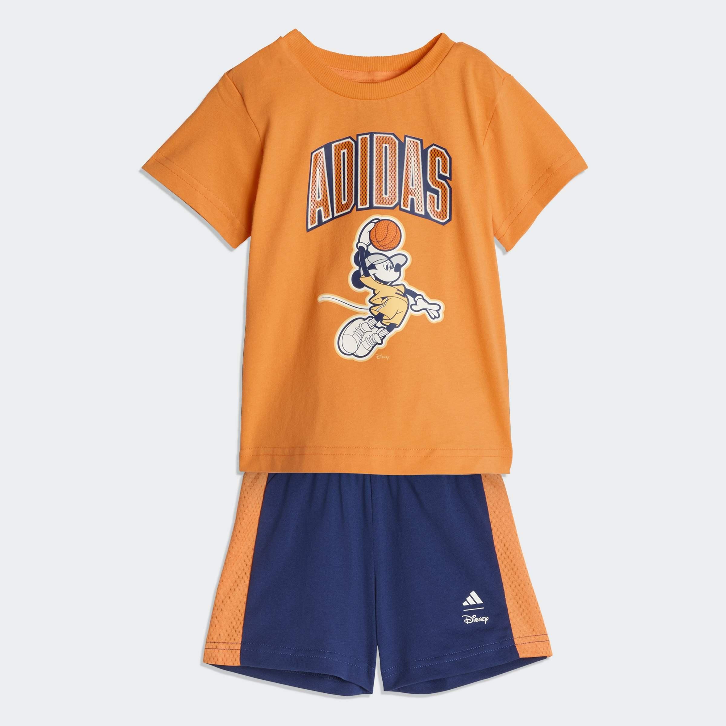 Kids Unisex Adidas Disney Mickey Mouse T-Shirt Set, Orange, A701_ONE, large image number 1