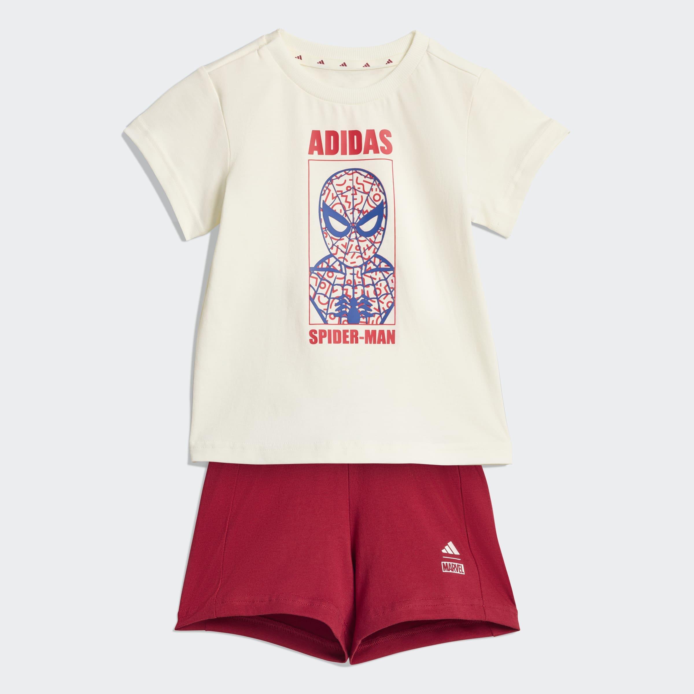 Kids Unisex Adidas Marvel Spider-Man T-Shirt Set, White