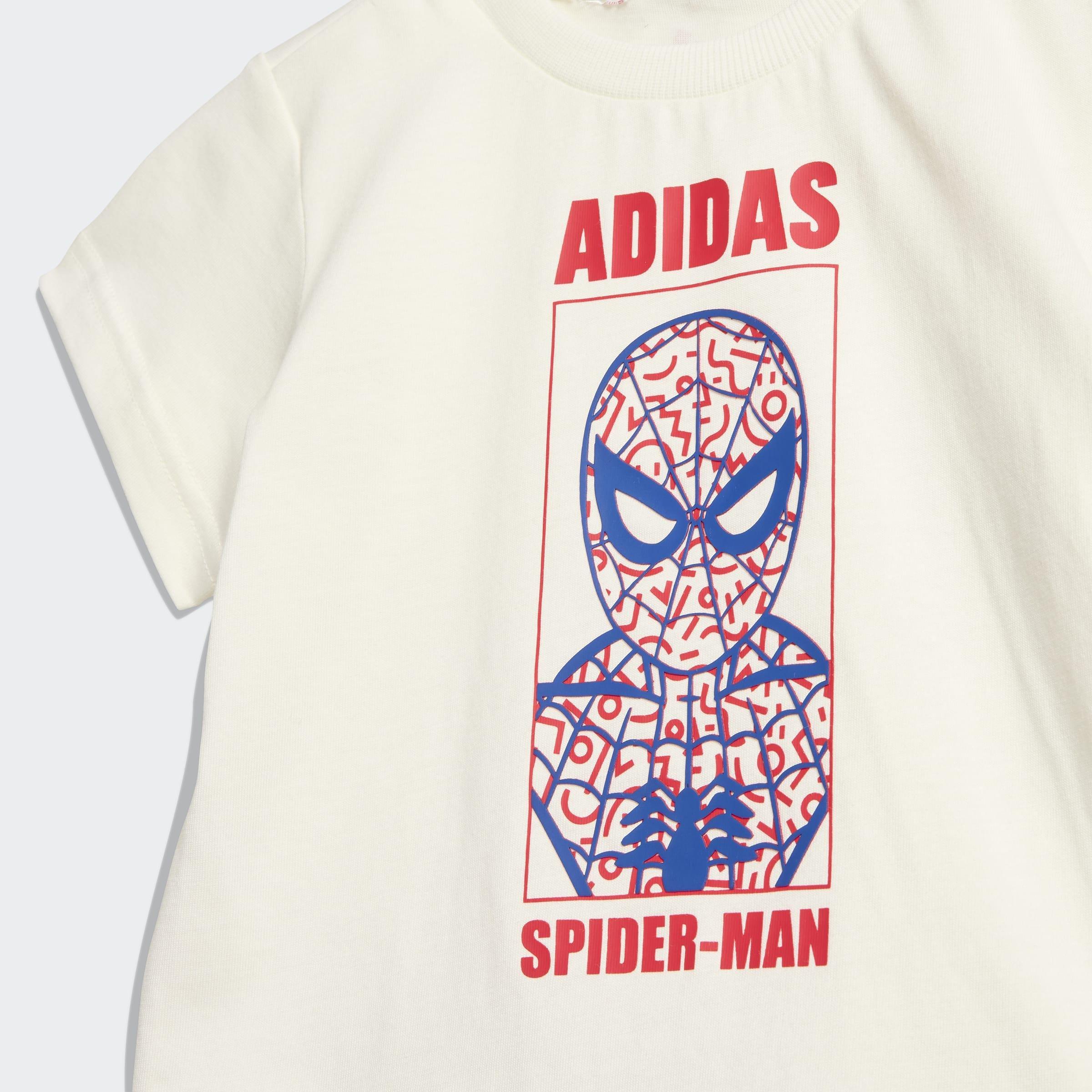 Kids Unisex Adidas Marvel Spider-Man T-Shirt Set, White, A701_ONE, large image number 5