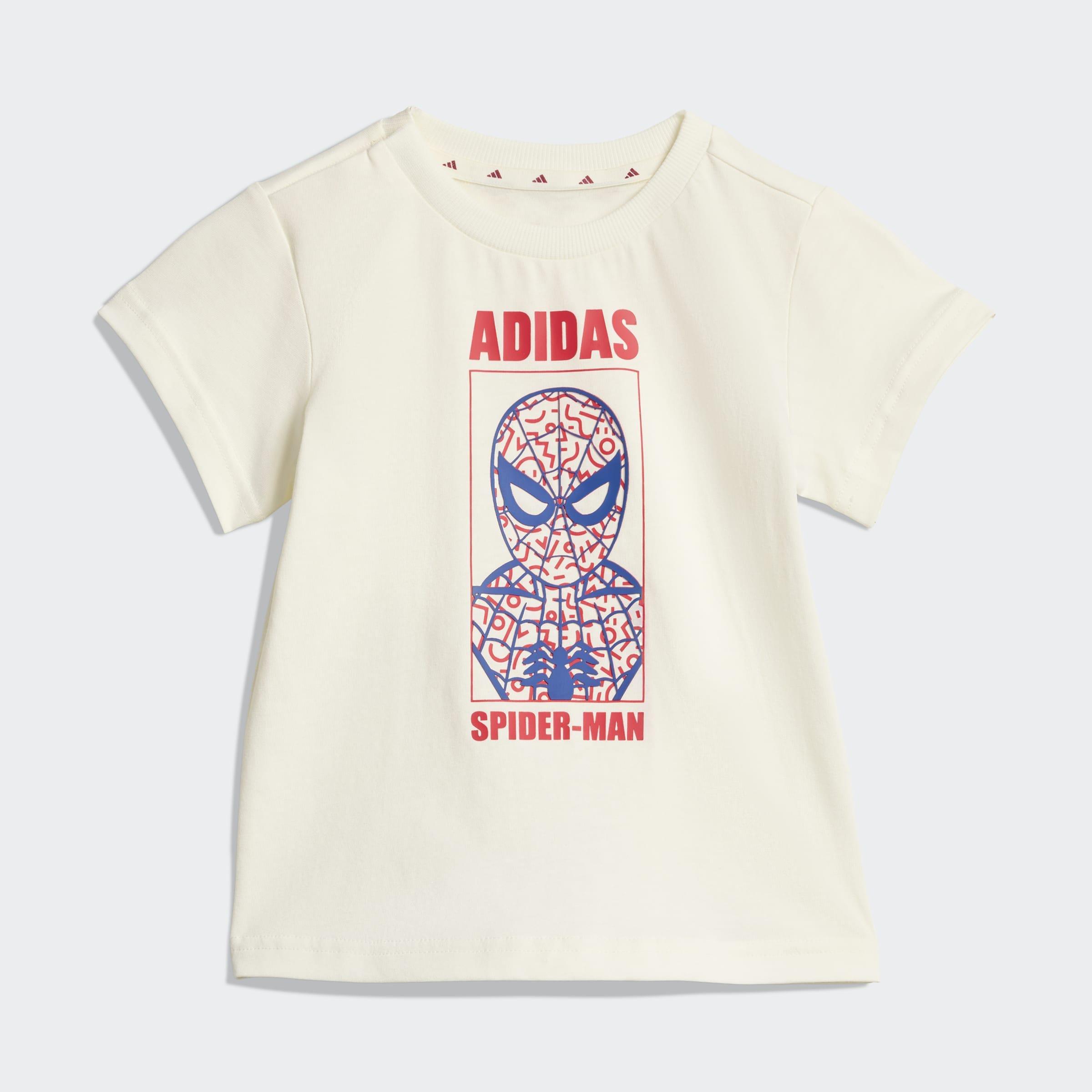 Kids Unisex Adidas Marvel Spider-Man T-Shirt Set, White, A701_ONE, large image number 6