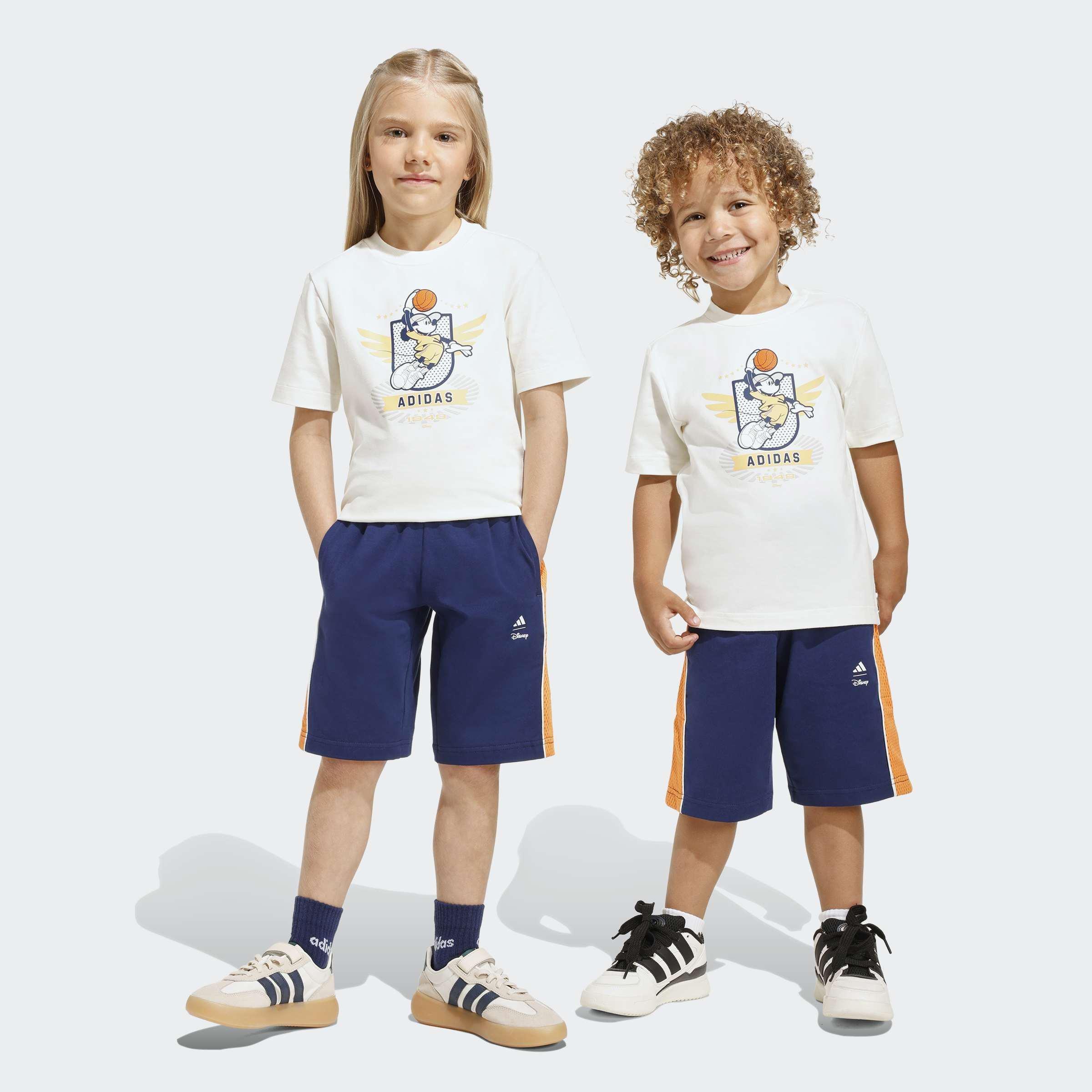 Kids Unisex Adidas Disney Mickey Mouse T-Shirt Set, White, A701_ONE, large image number 4