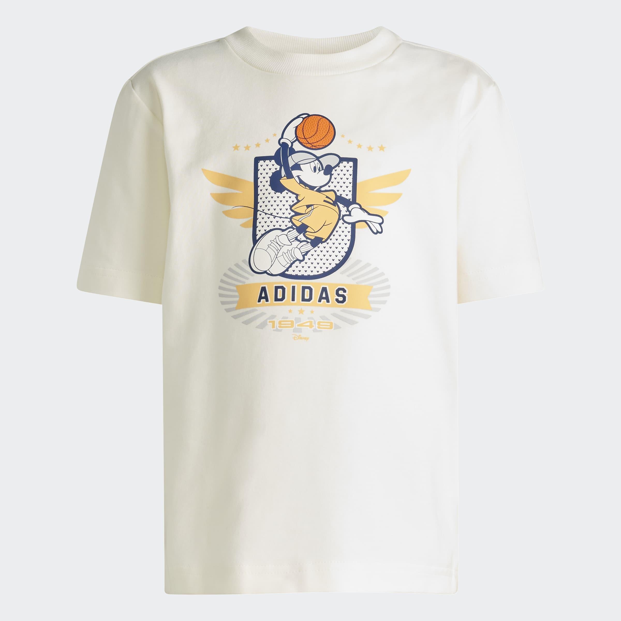 Kids Unisex Adidas Disney Mickey Mouse T-Shirt Set, White, A701_ONE, large image number 5