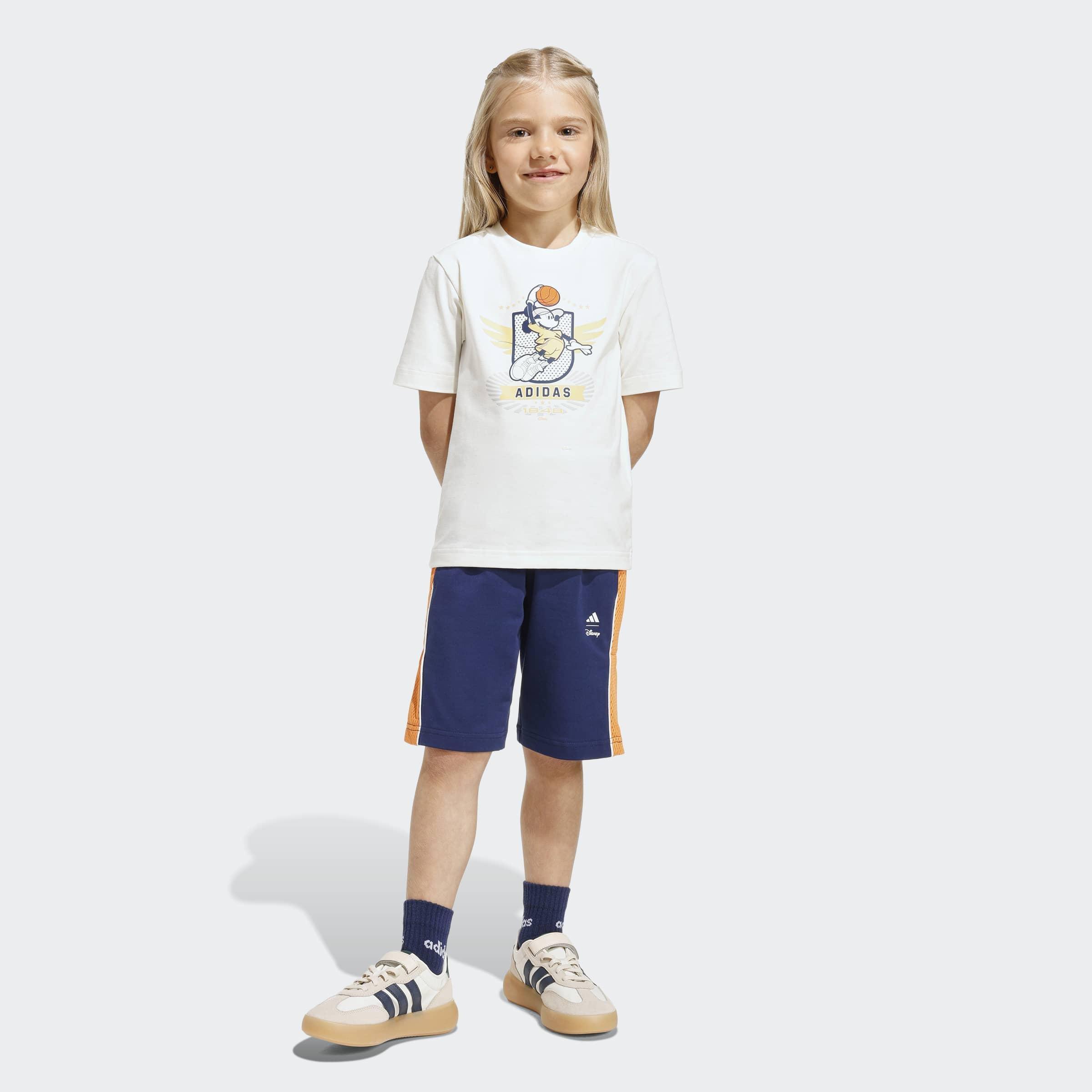 Kids Unisex Adidas Disney Mickey Mouse T-Shirt Set, White, A701_ONE, large image number 6