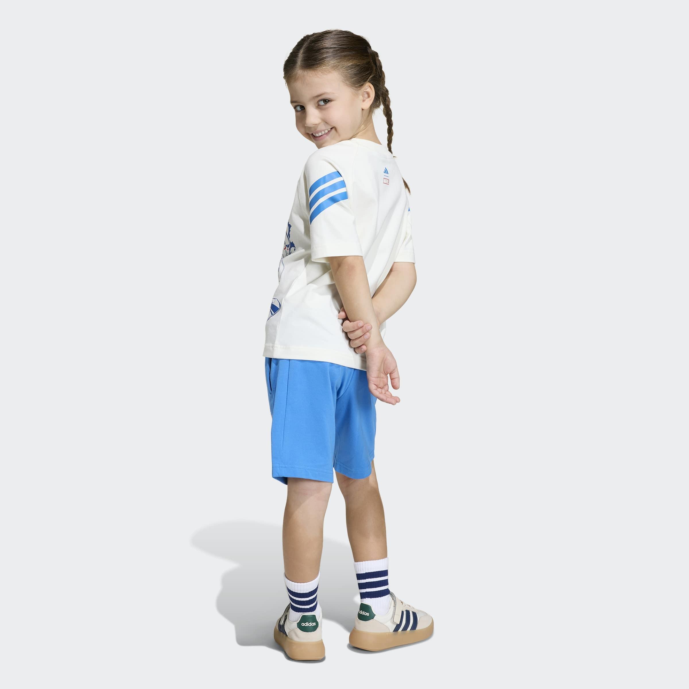 Kids Unisex Adidas Marvel Avengers T-Shirt Set, White, A701_ONE, large image number 0