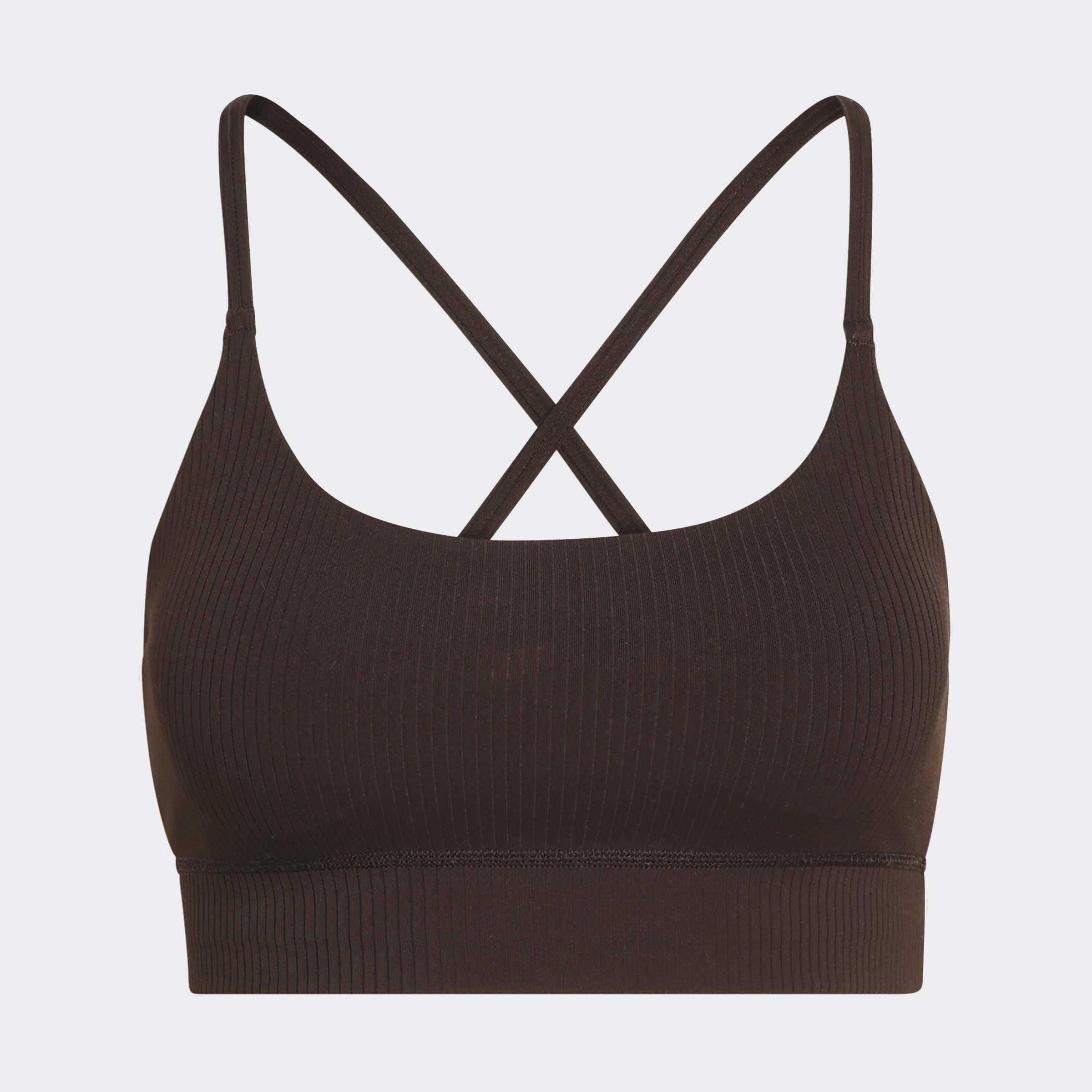 Adidas All Me Light Support Rib Bra Long Line Bra, Brown, A701_ONE, medium