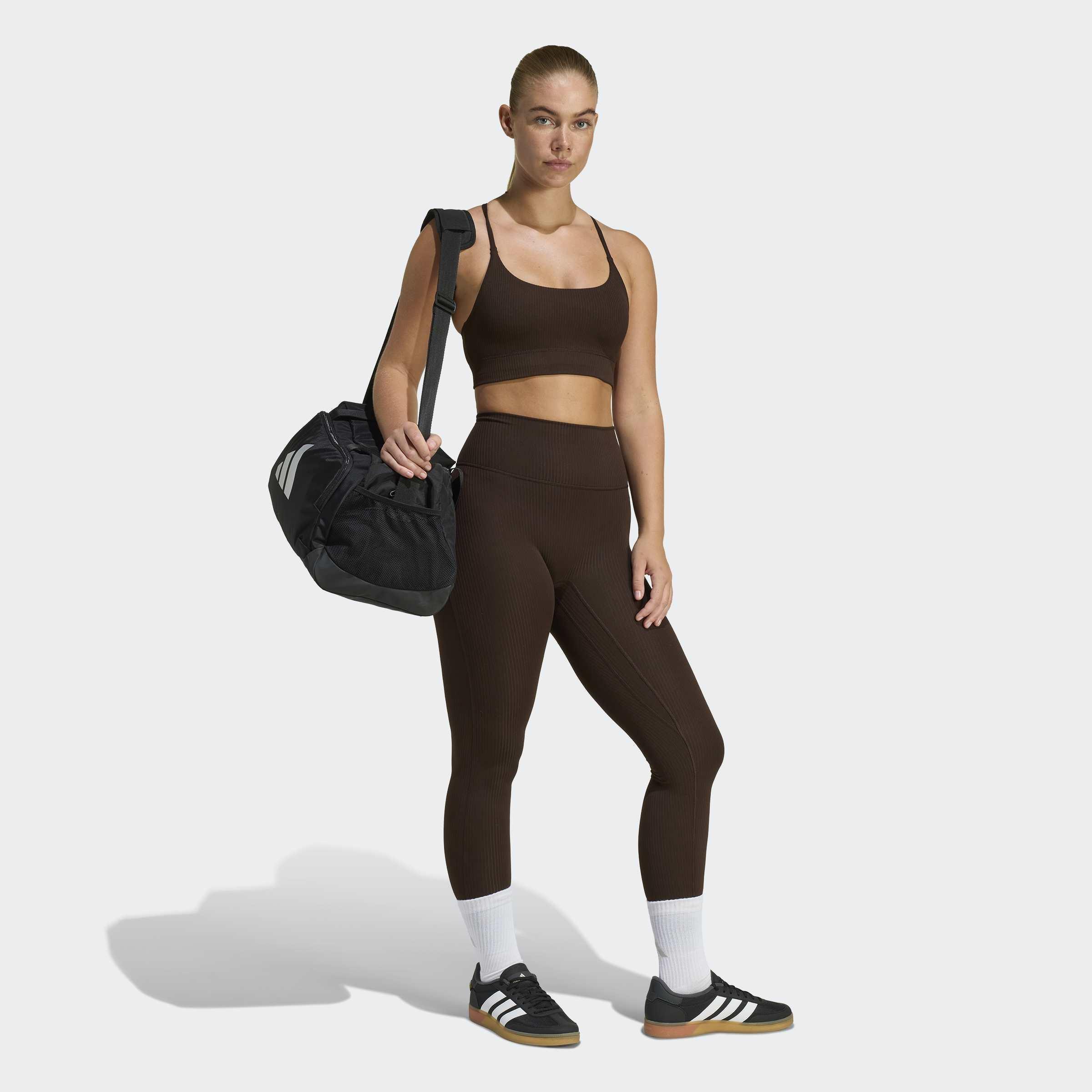 Adidas All Me Light Support Rib Bra Long Line Bra, Brown, A701_ONE, large image number 6