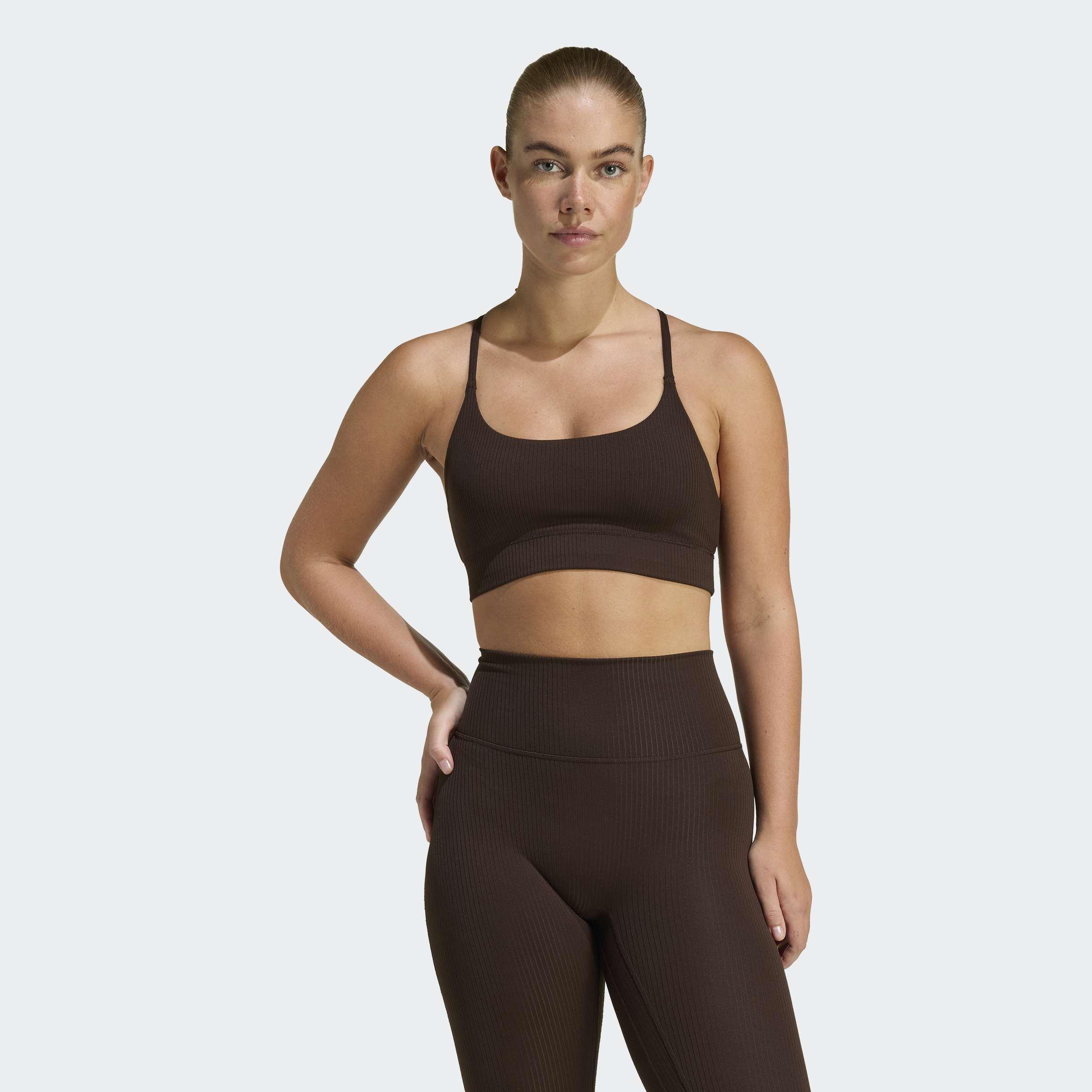 Adidas All Me Light Support Rib Bra Long Line Bra, Brown, A701_ONE, large image number 7