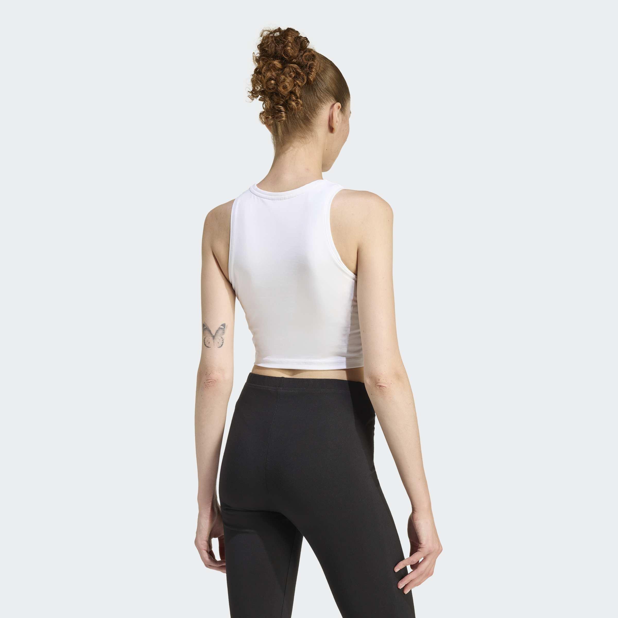 Essentials 3-Stripes Padded Tank, White