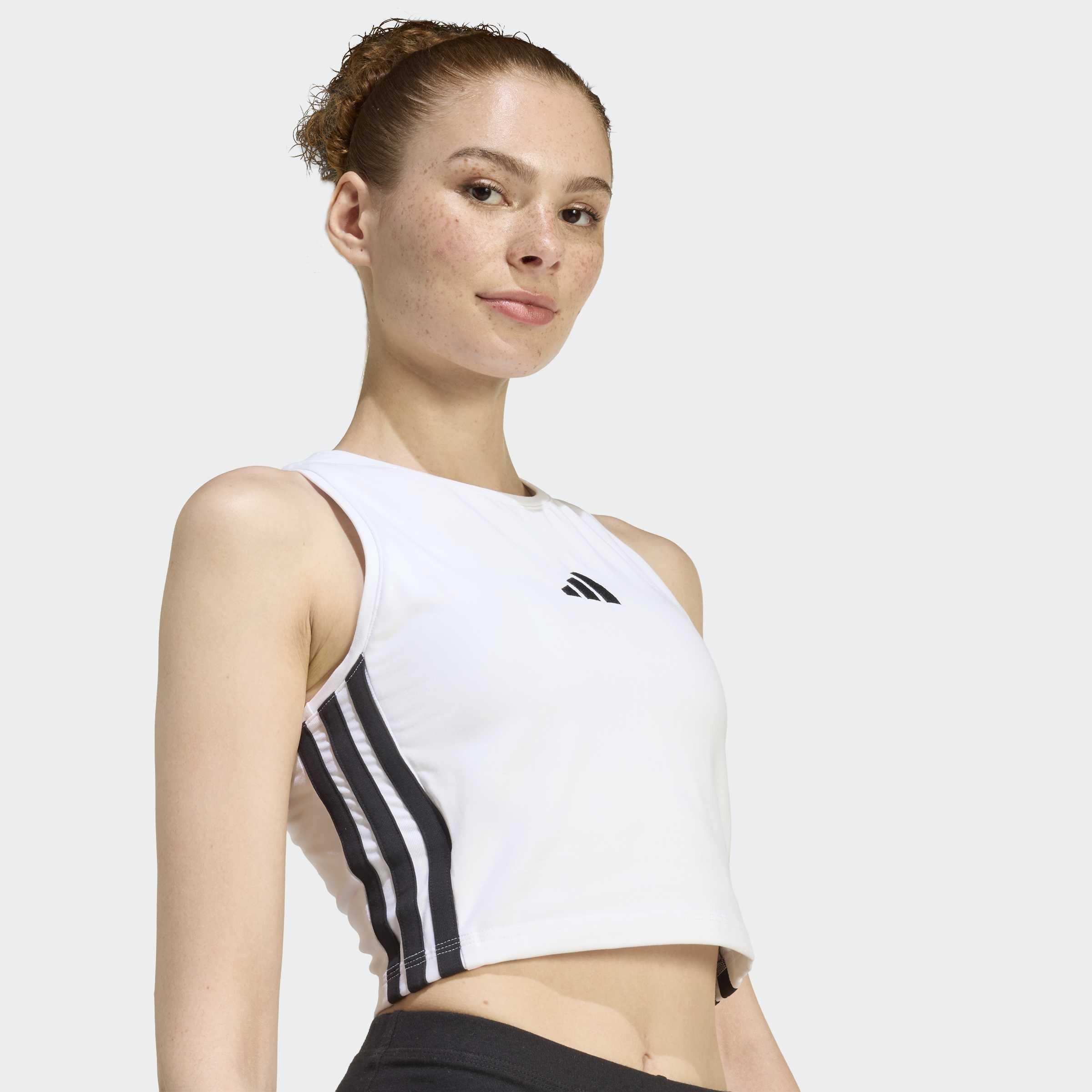 Essentials 3-Stripes Padded Tank, White, A701_ONE, large image number 2