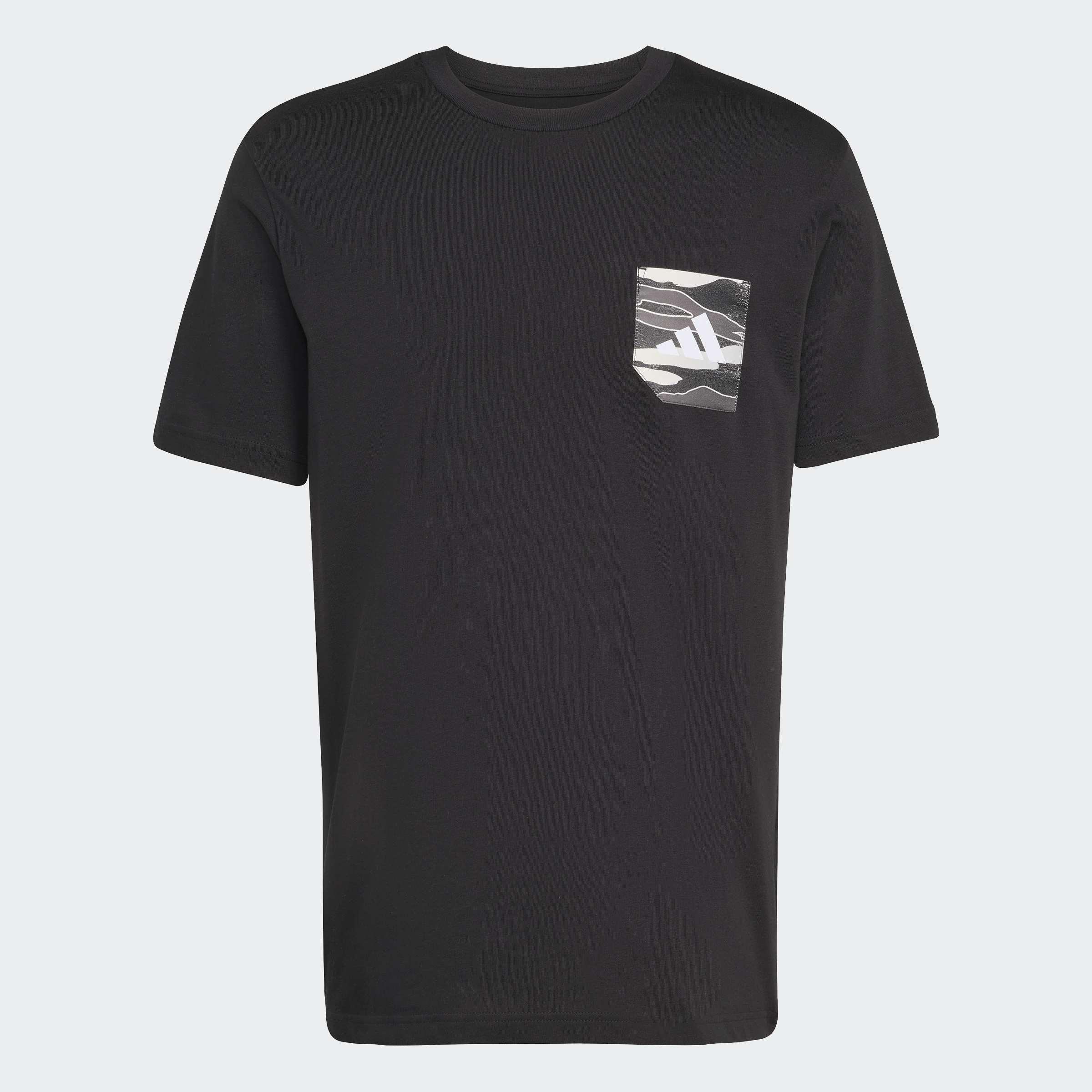 Camo Woven Pocket Graphic T-Shirt, Black