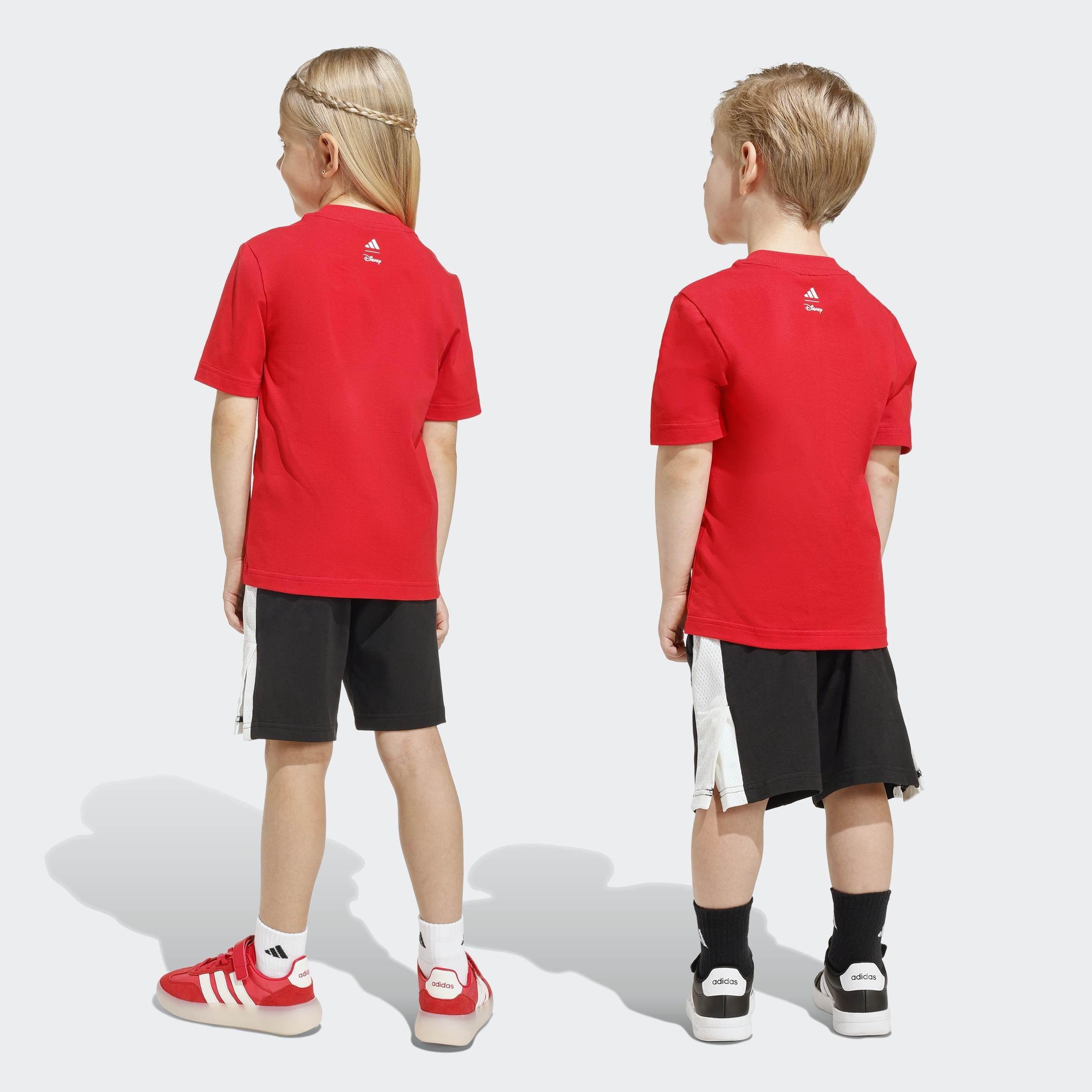 Kids Unisex Adidas Disney Mickey Mouse T-Shirt Set, Red