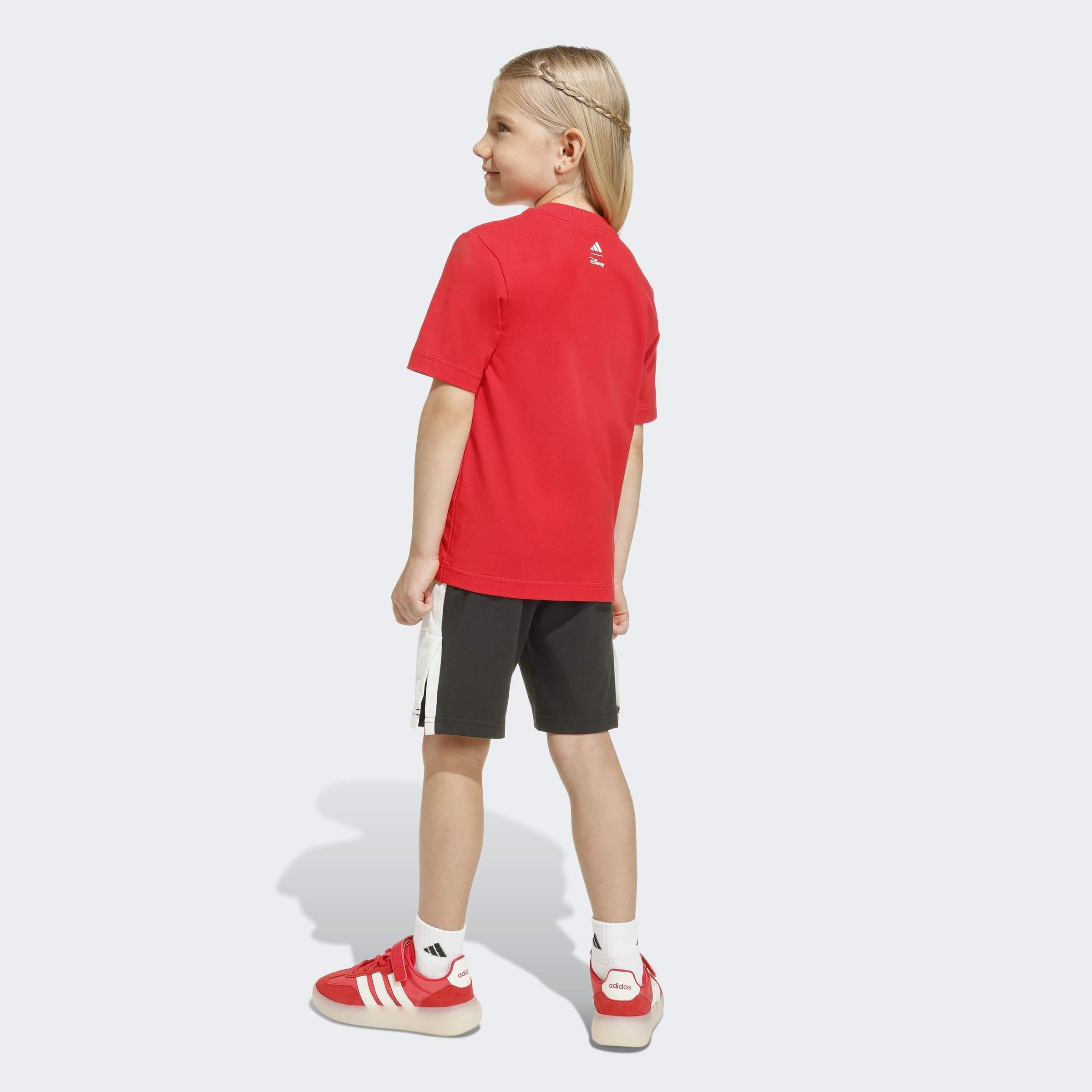 Kids Unisex Adidas Disney Mickey Mouse T-Shirt Set, Red