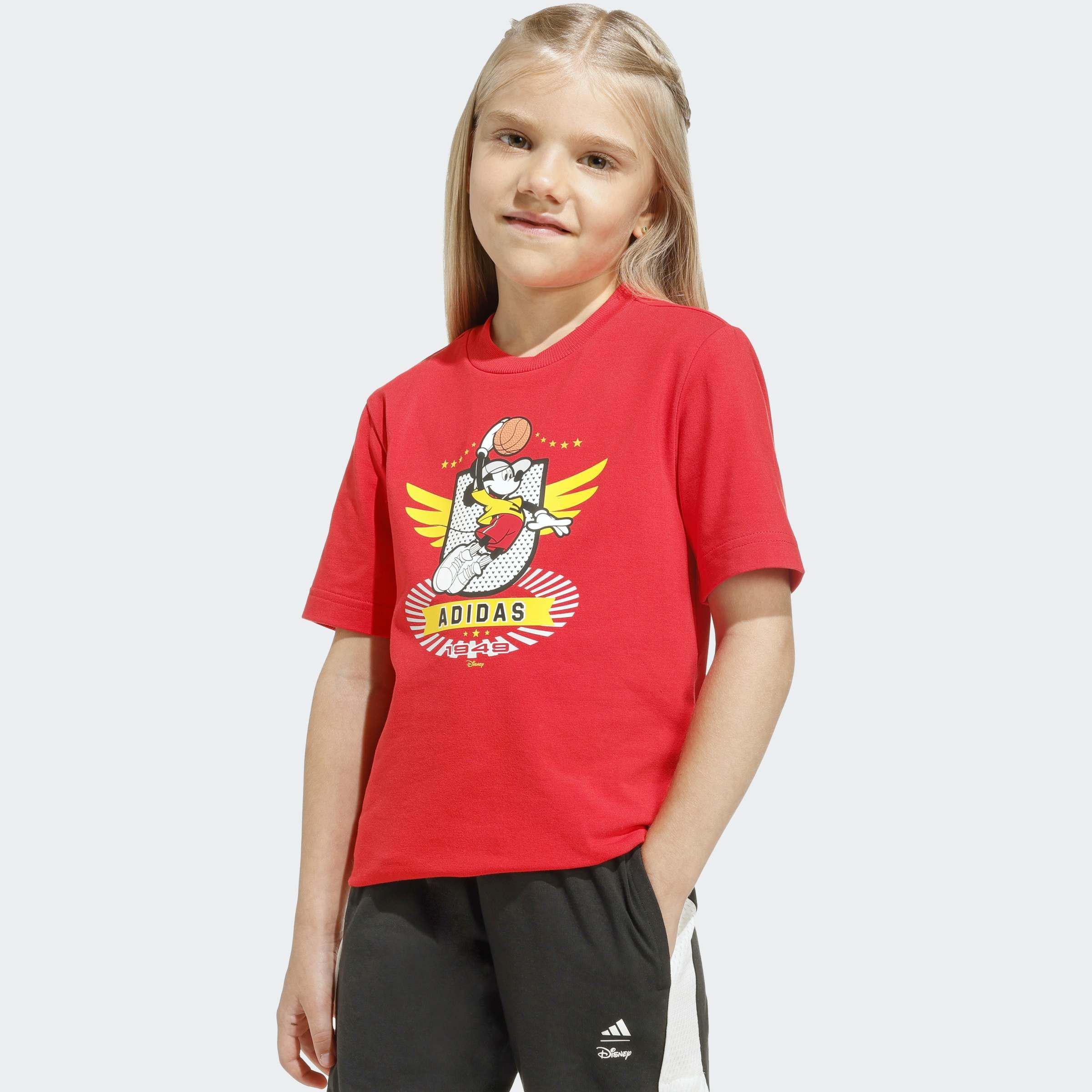 Kids Unisex Adidas Disney Mickey Mouse T-Shirt Set, Red, A701_ONE, large image number 2