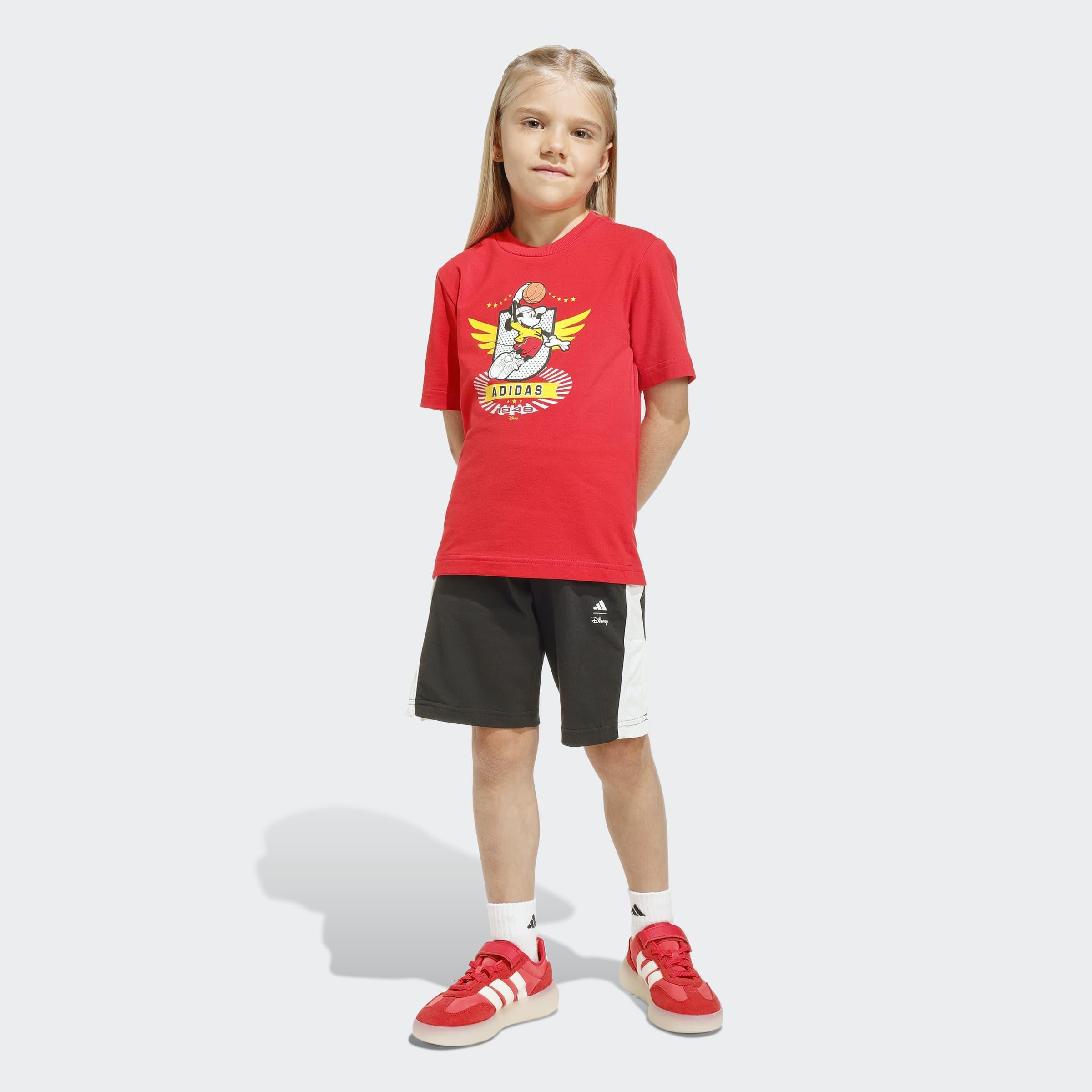 Kids Unisex Adidas Disney Mickey Mouse T-Shirt Set, Red, A701_ONE, large image number 6