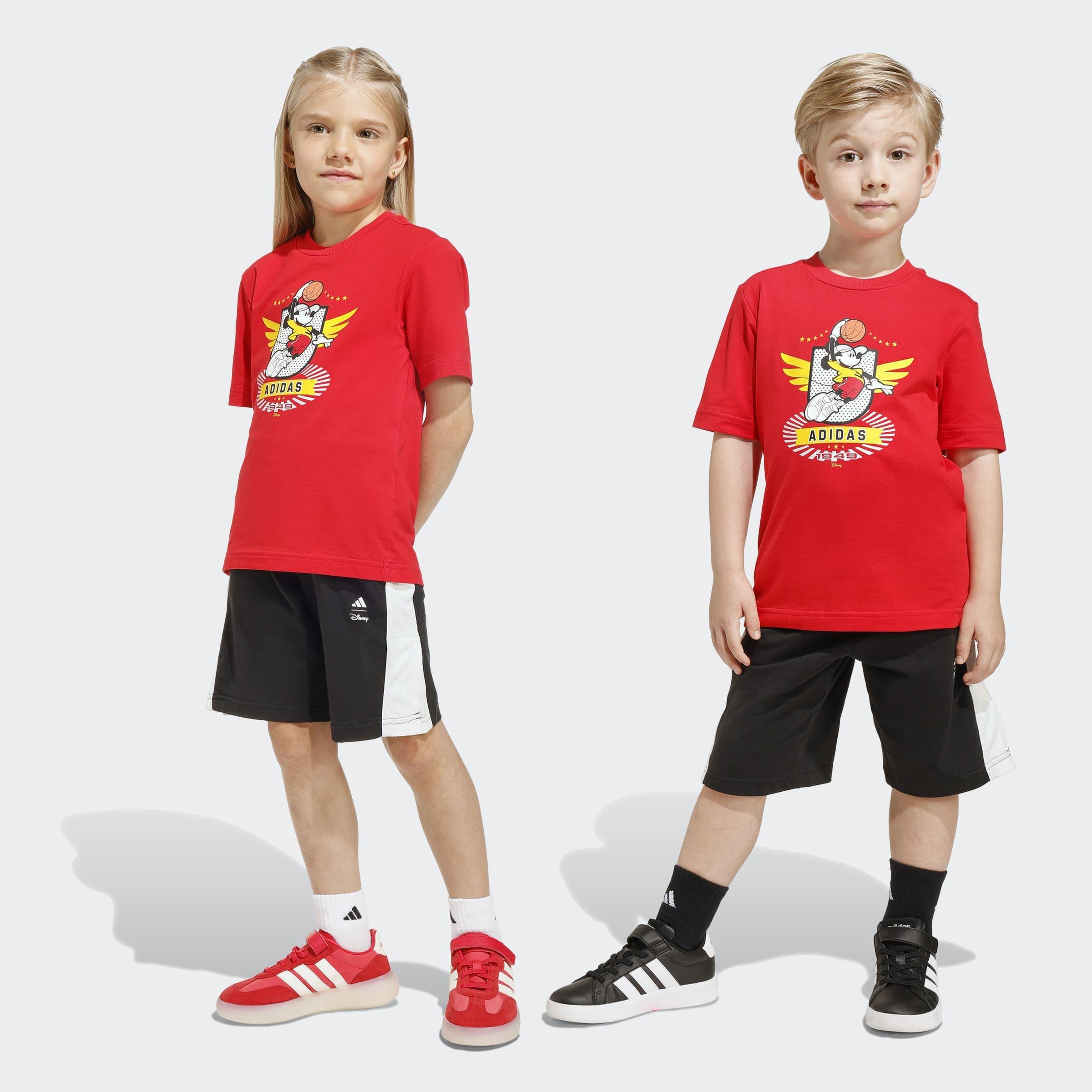 Kids Unisex Adidas Disney Mickey Mouse T-Shirt Set, Red, A701_ONE, large image number 7