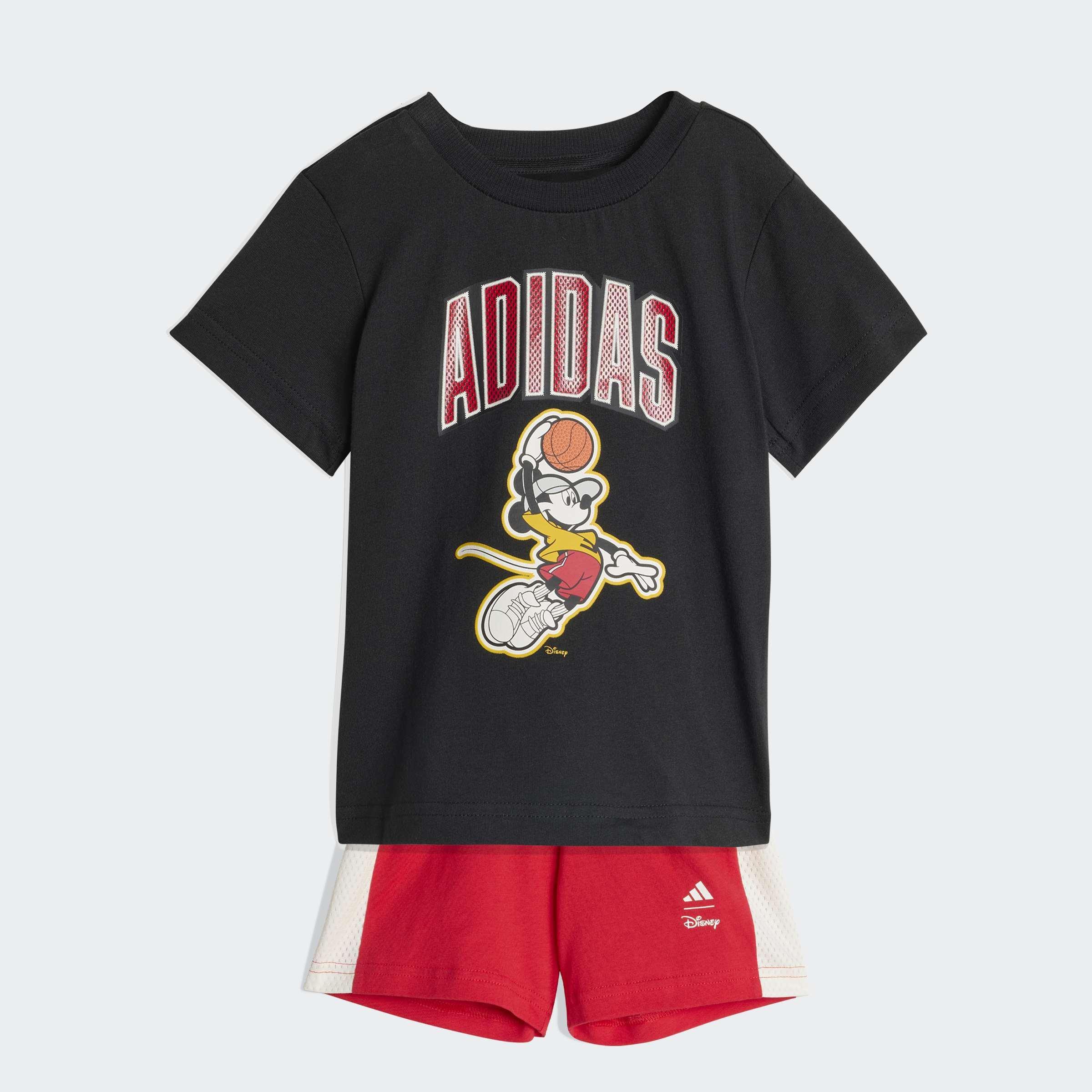 Kids Unisex Adidas Disney Mickey Mouse T-Shirt Set, Black