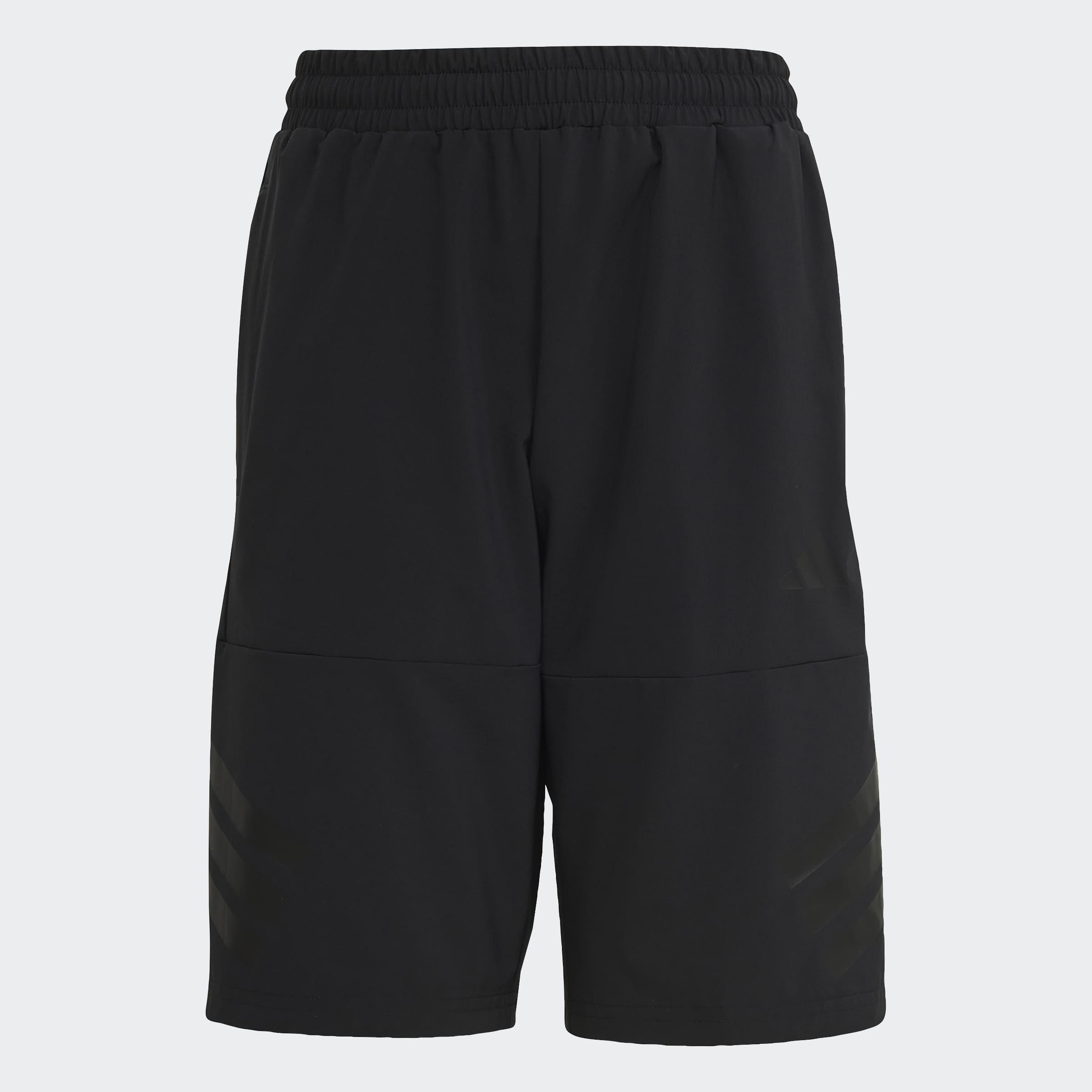 Kids Unisex Sport Icons 3-Stripes Long Shorts, Black