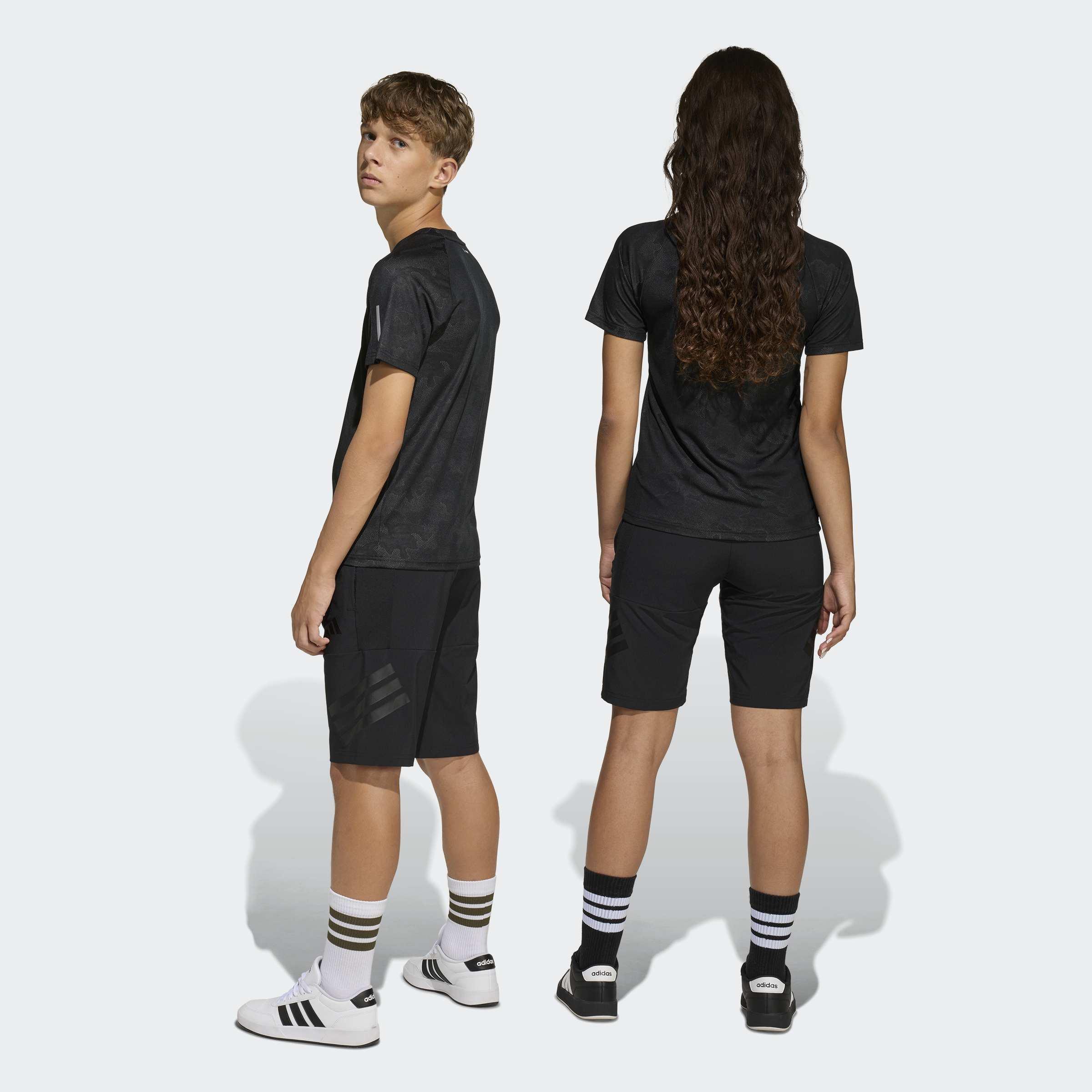 Kids Unisex Sport Icons 3-Stripes Long Shorts, Black