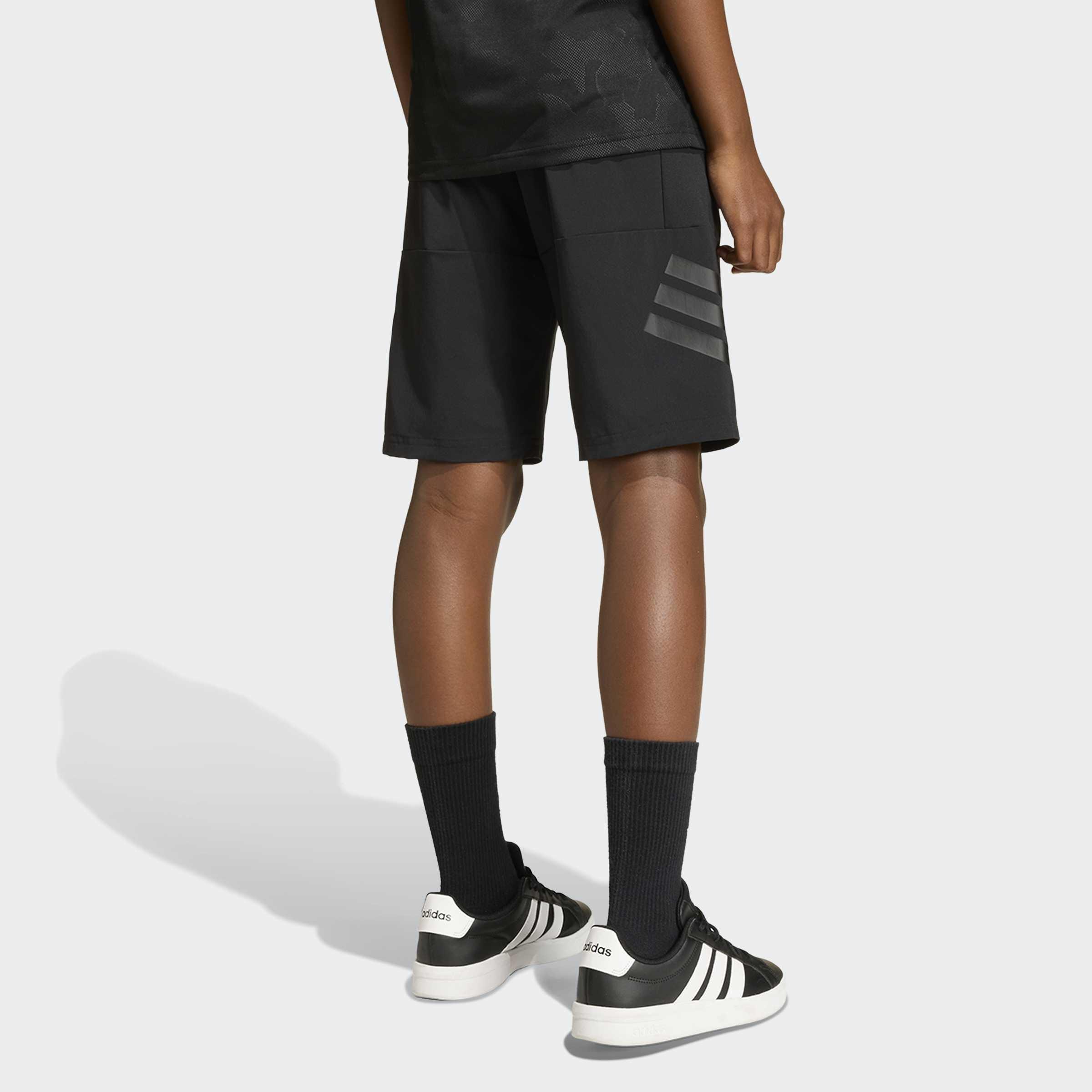 Kids Unisex Sport Icons 3-Stripes Long Shorts, Black, A701_ONE, large image number 2