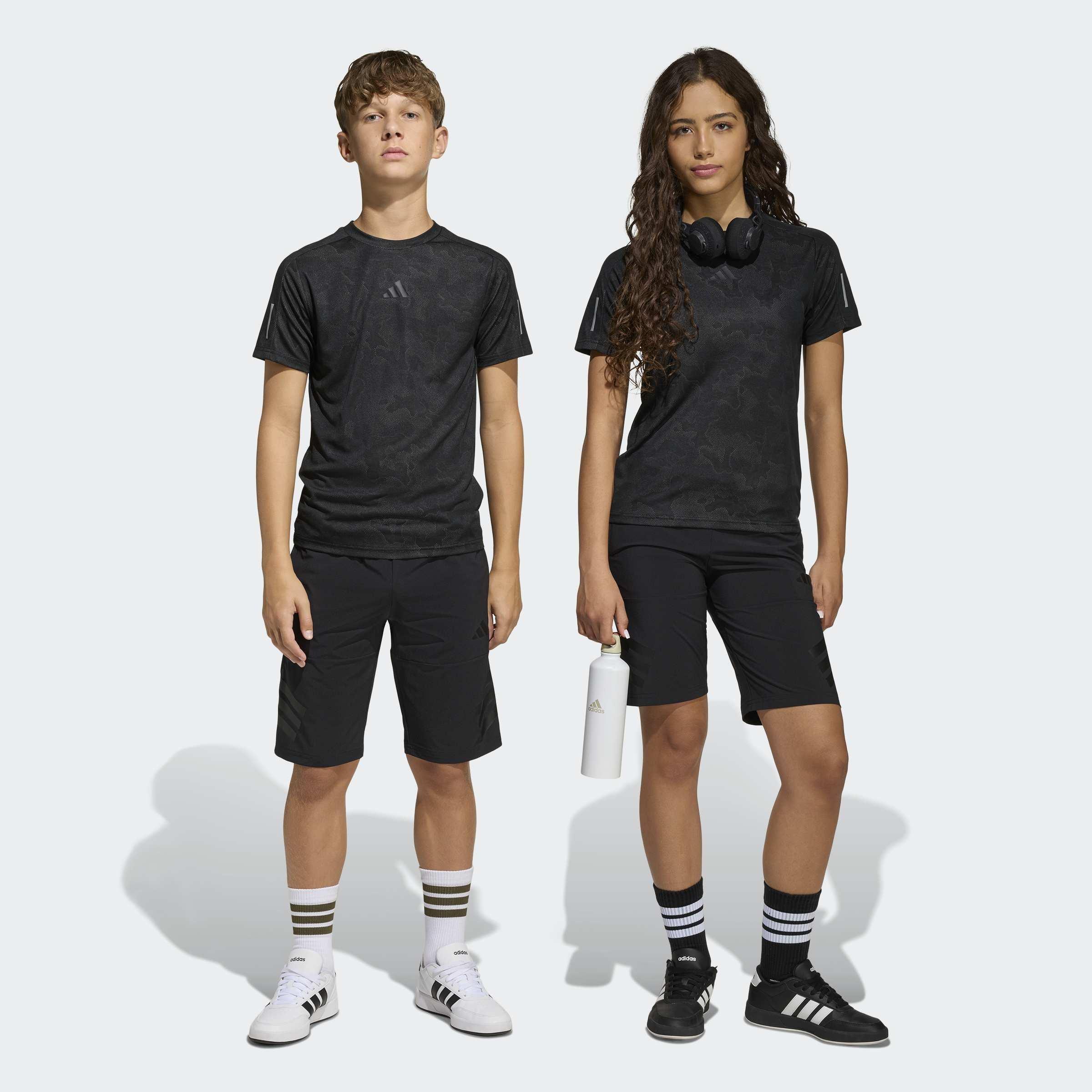Kids Unisex Sport Icons 3-Stripes Long Shorts, Black, A701_ONE, large image number 7