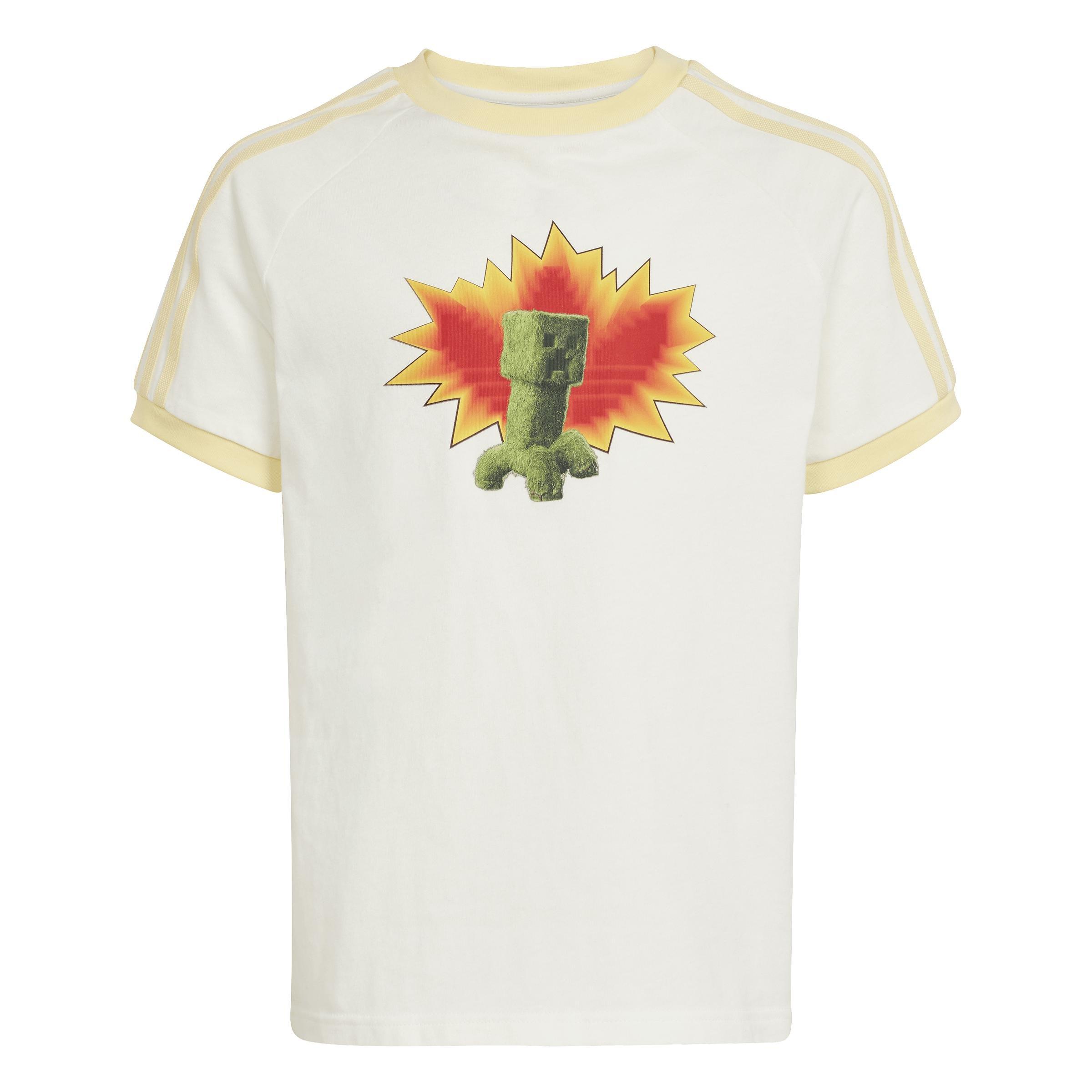 Unisex Kids adidas Originals x Minecraft Graphic T-Shirt, White, A701_ONE, large image number 0