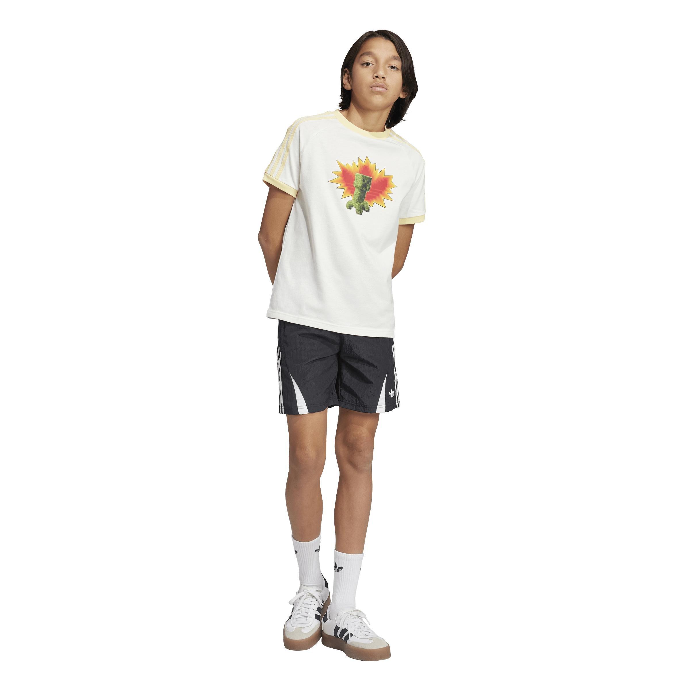 Unisex Kids adidas Originals x Minecraft Graphic T-Shirt, White, A701_ONE, large image number 7
