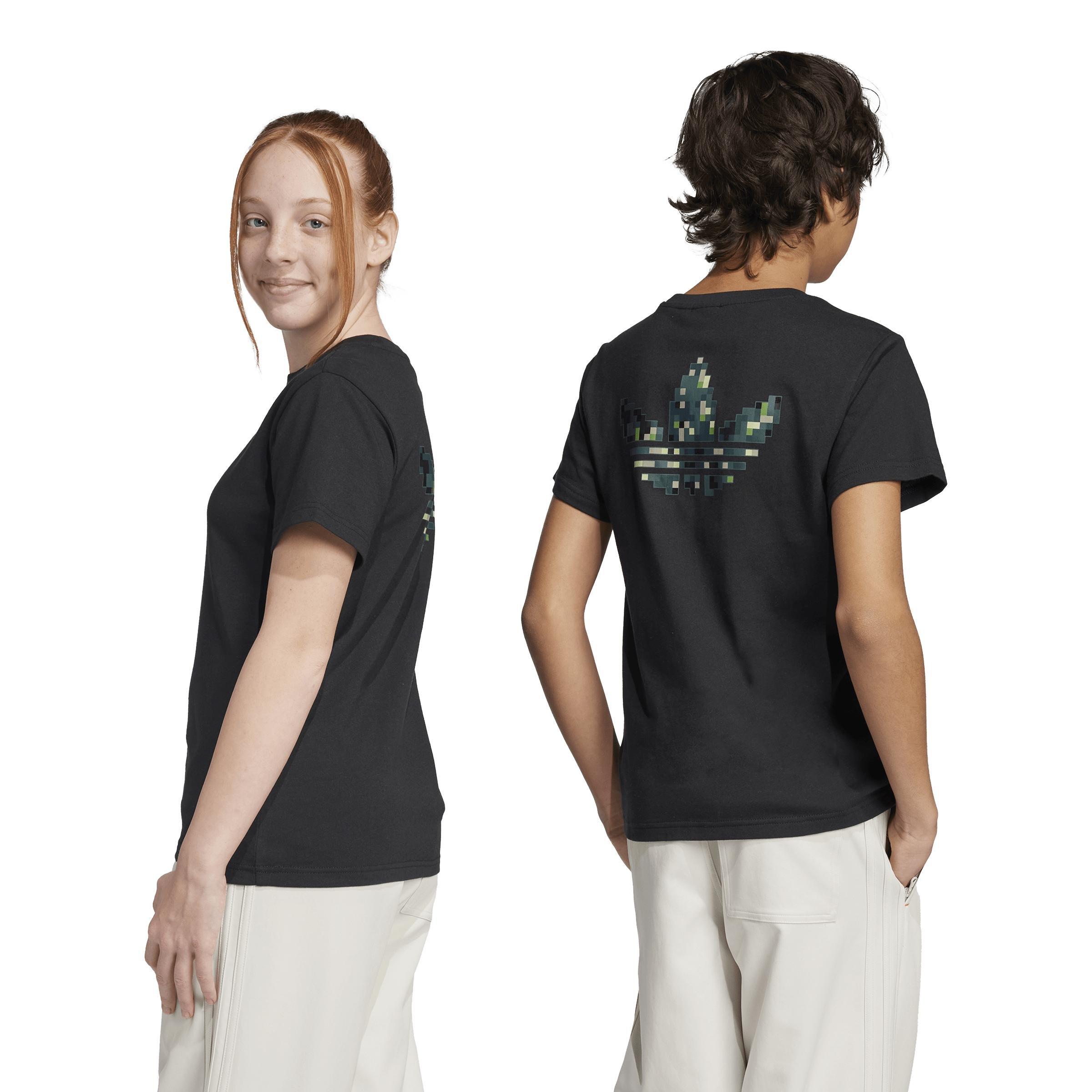 Unisex Kids adidas Originals x Minecraft Graphic T-Shirt, Black, A701_ONE, large image number 2