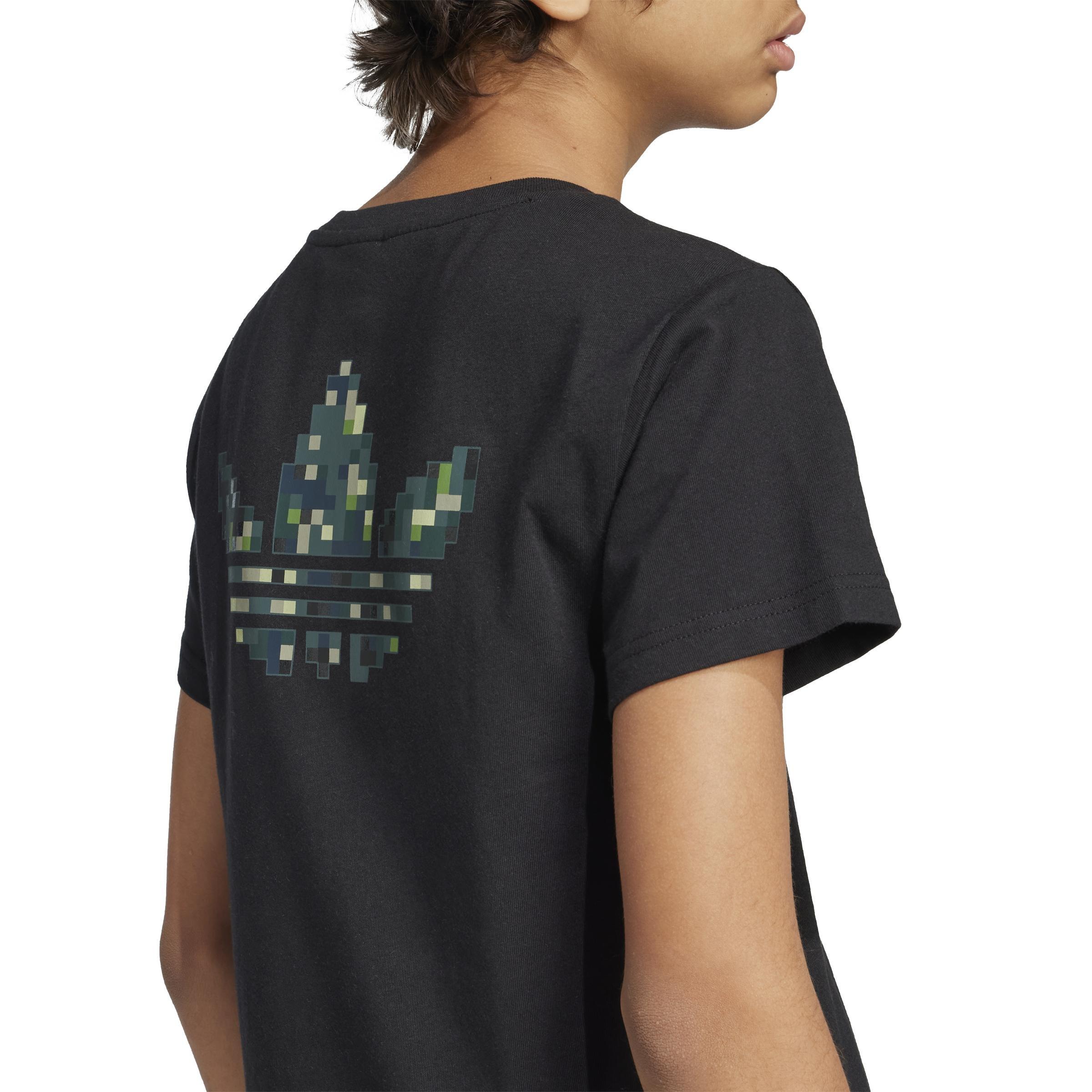 Unisex Kids adidas Originals x Minecraft Graphic T-Shirt, Black, A701_ONE, large image number 3