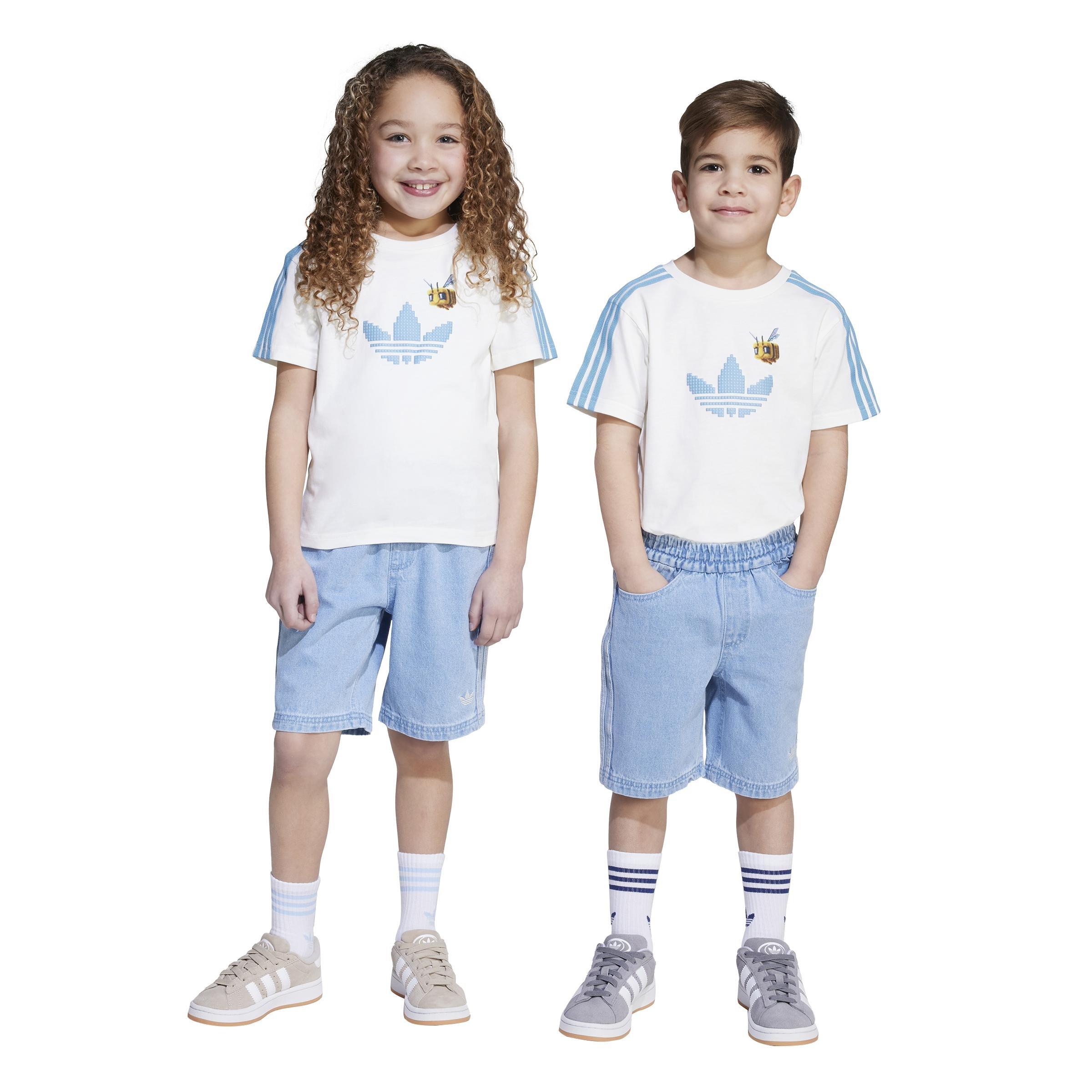 Unisex Kids adidas Originals x Minecraft Tee and Short Set, White, , large image number 6