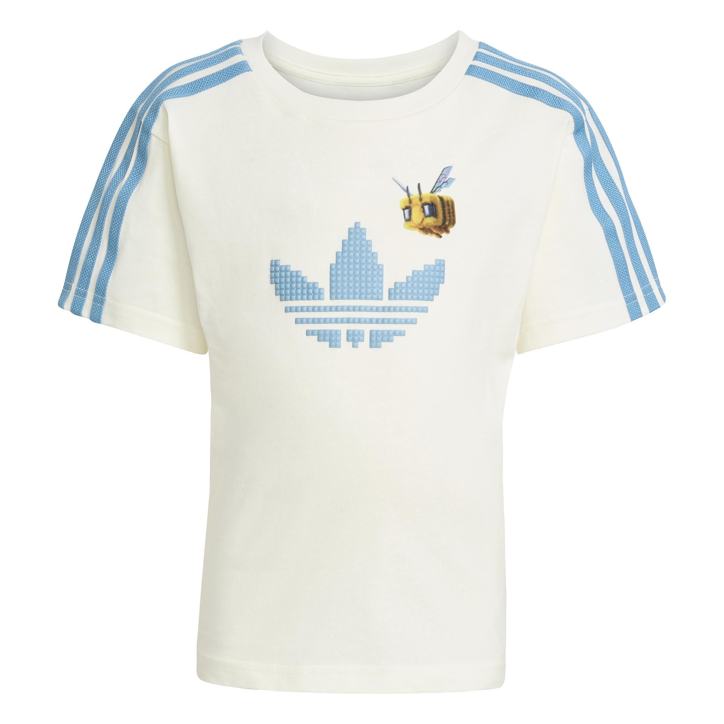 Unisex Kids adidas Originals x Minecraft Tee and Short Set, White, , large image number 9