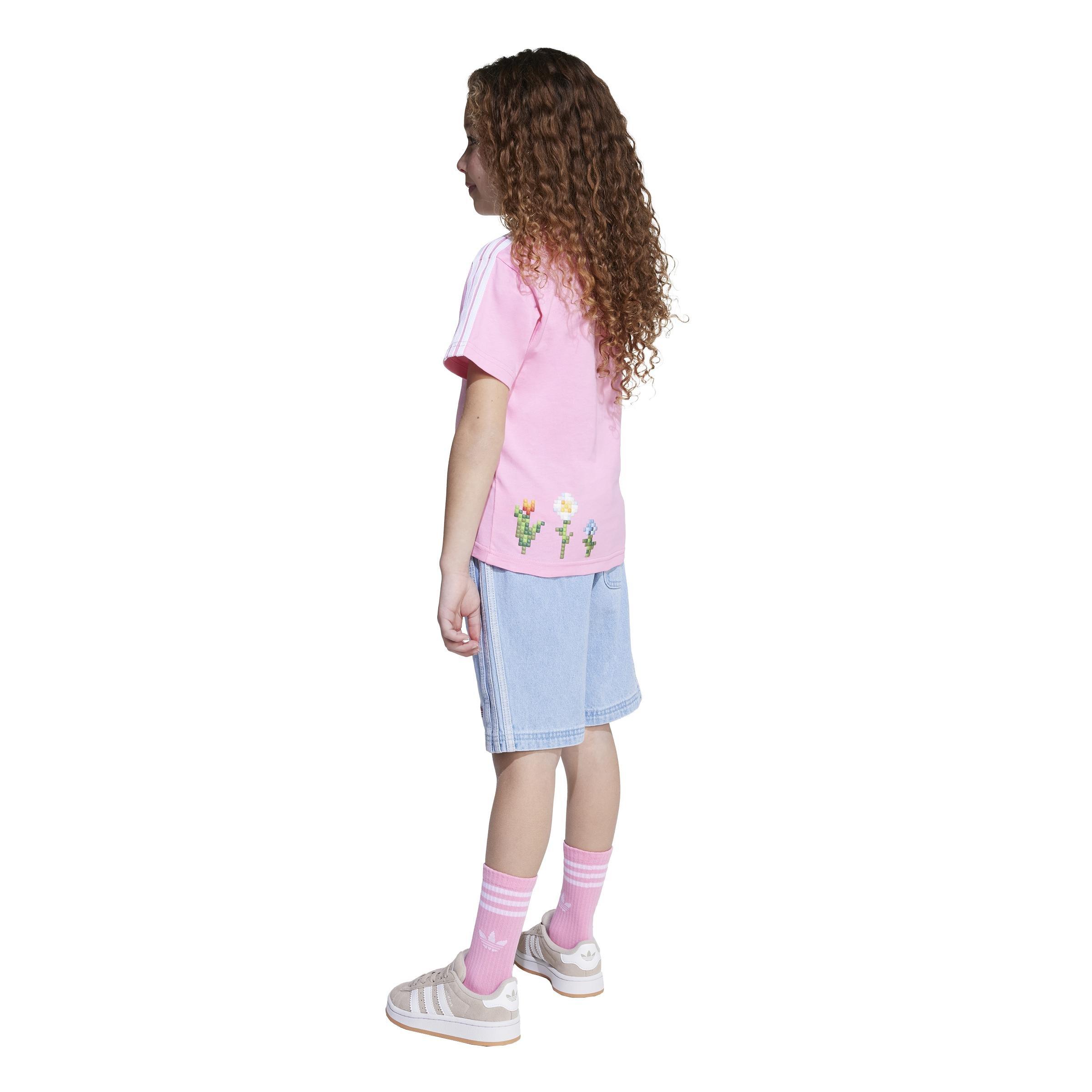 Unisex Kids adidas Originals x Minecraft Tee and Short Set, Pink, A701_ONE, large image number 1