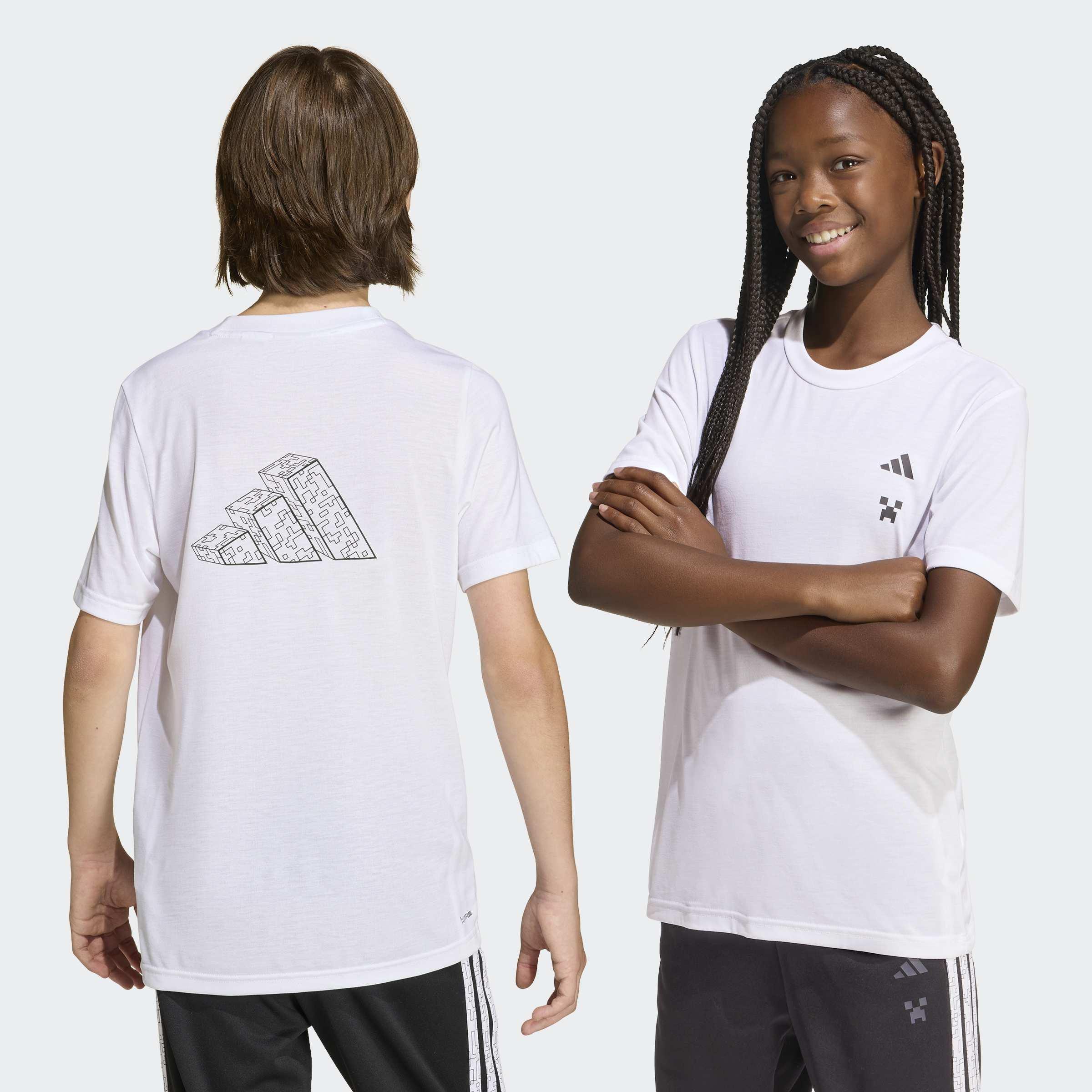 Kids Unisex Adidas Minecraft Training T-Shirt, White, A701_ONE, large image number 2