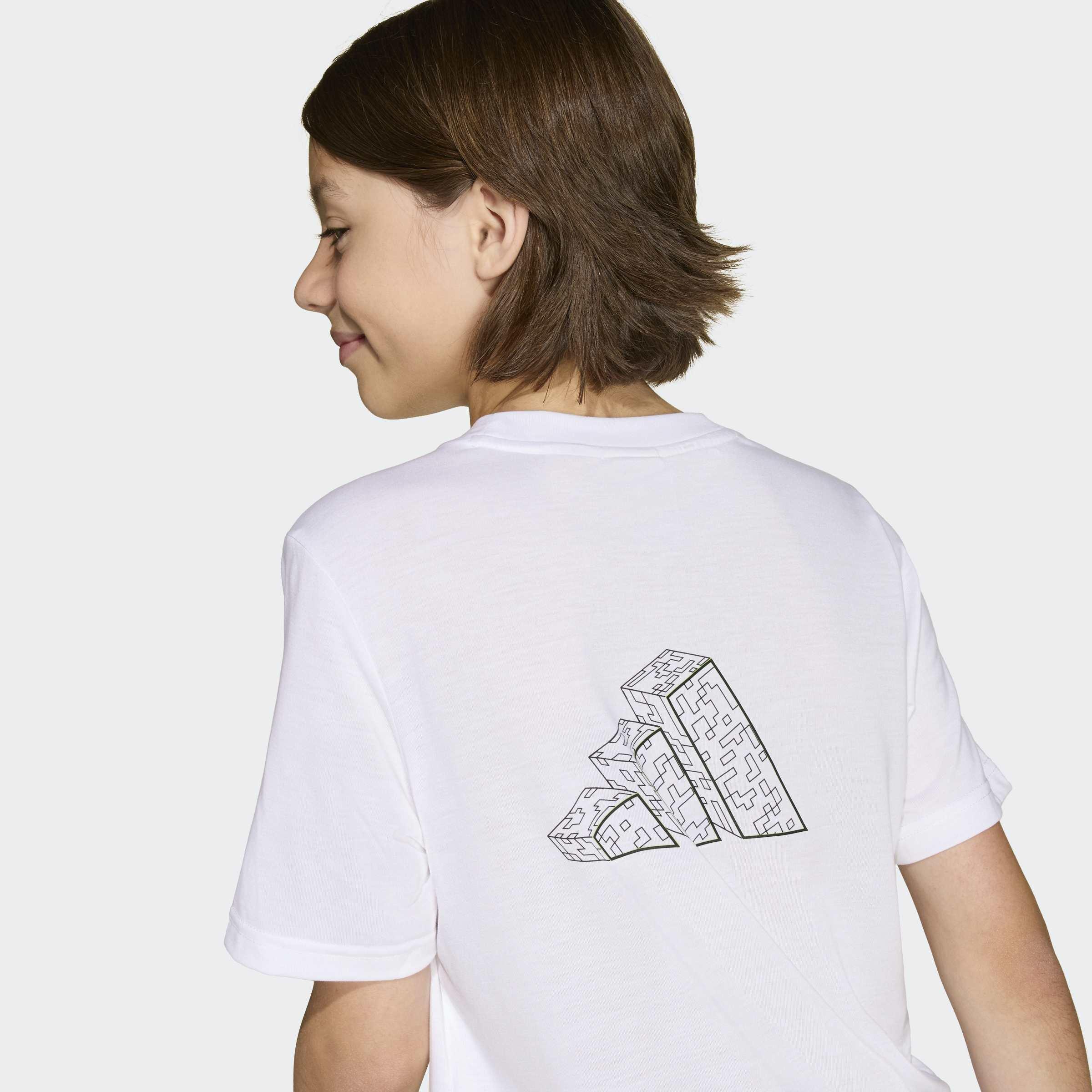 Kids Unisex Adidas Minecraft Training T-Shirt, White, A701_ONE, large image number 4