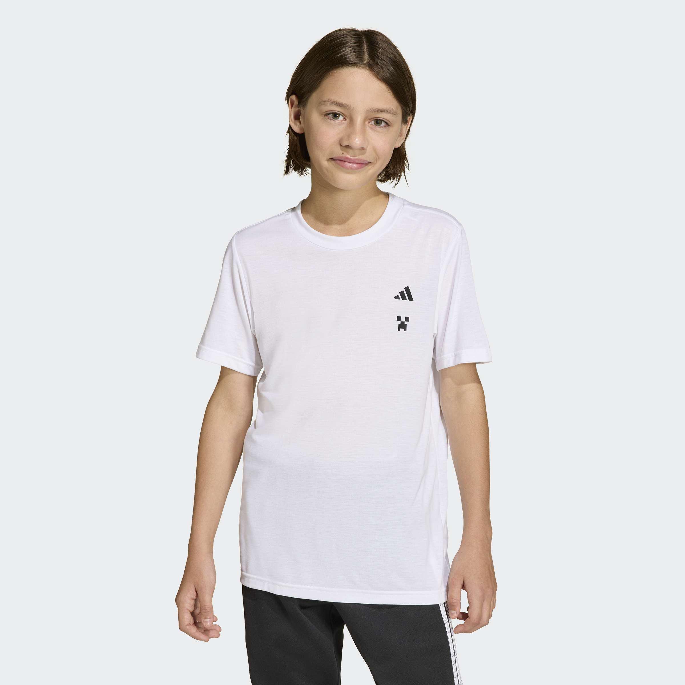 Kids Unisex Adidas Minecraft Training T-Shirt, White, A701_ONE, large image number 7