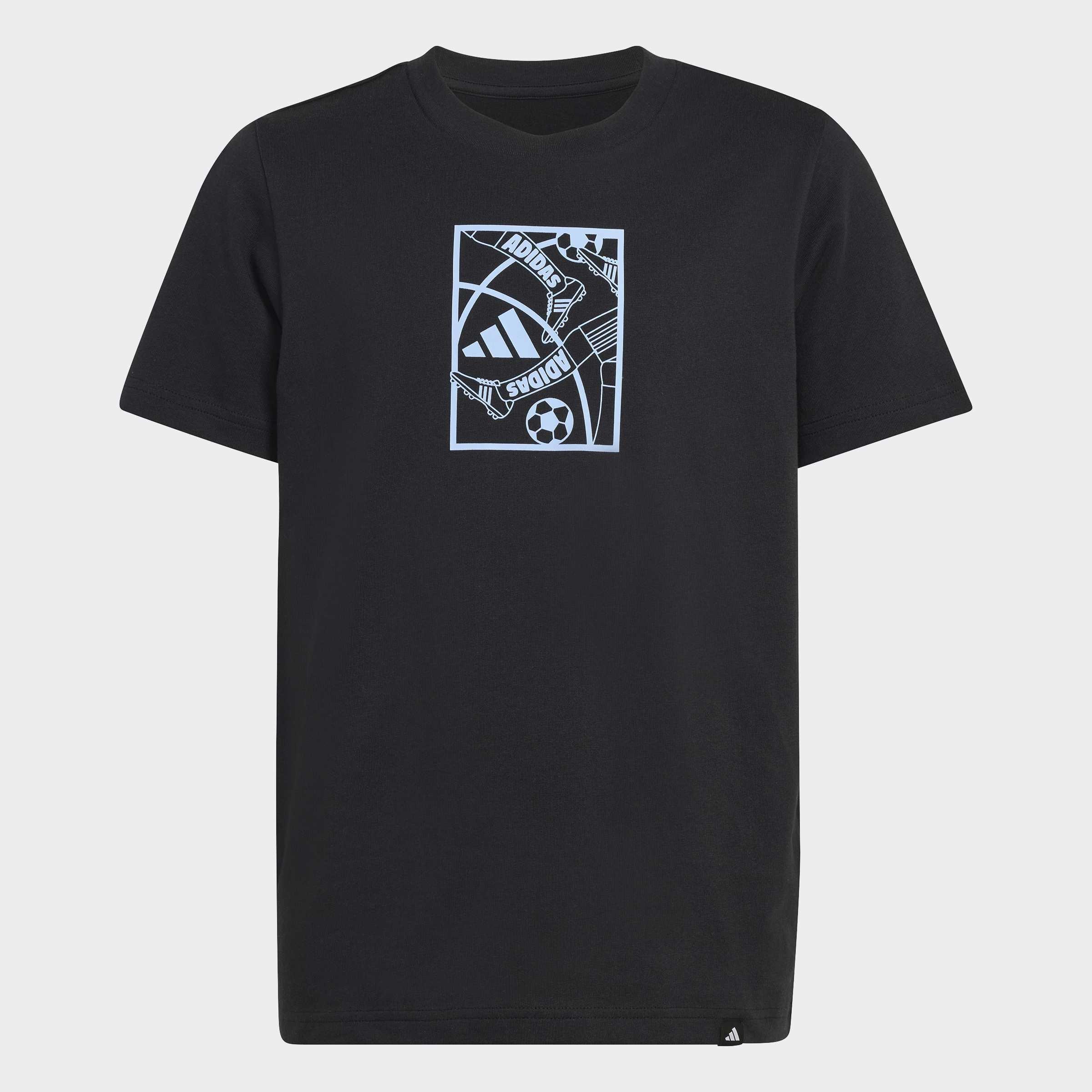 Kids Unisex Football Graphic T-Shirt, Black, A701_ONE, medium