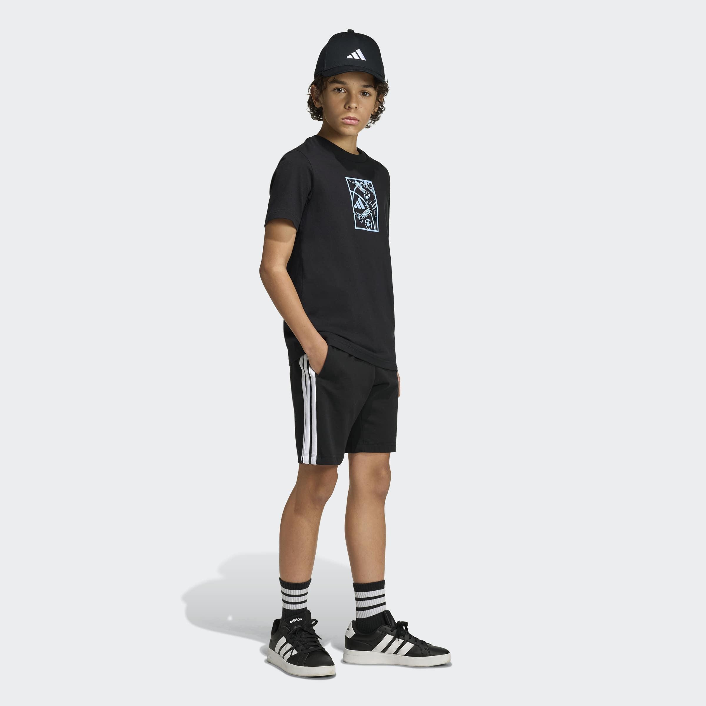 Kids Unisex Football Graphic T-Shirt, Black, A701_ONE, large image number 5