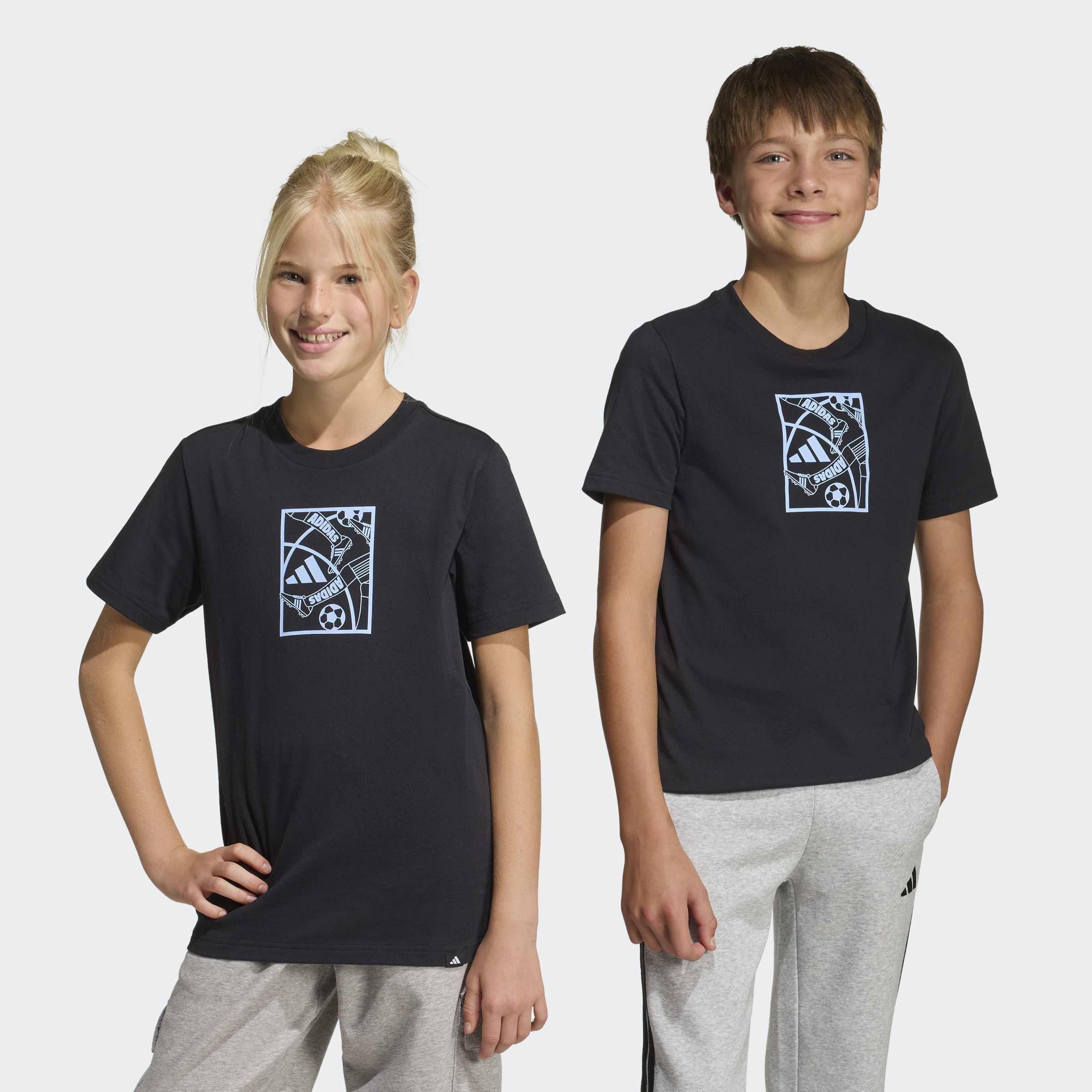 Kids Unisex Football Graphic T-Shirt, Black, A701_ONE, large image number 6