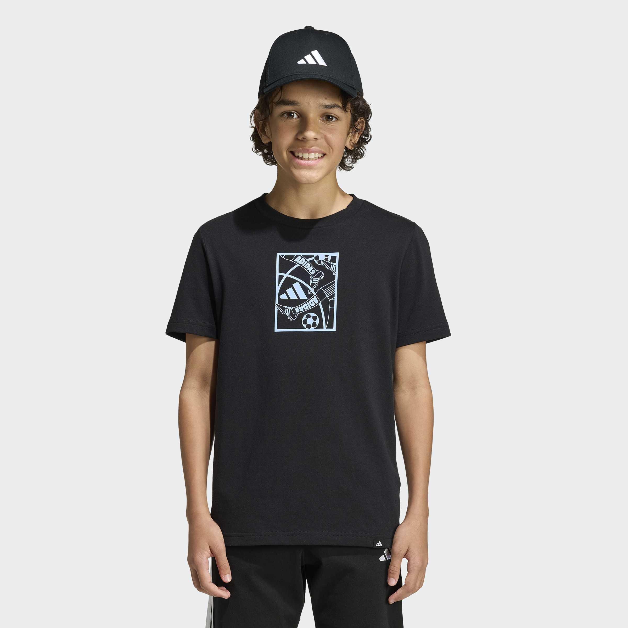 Kids Unisex Football Graphic T-Shirt, Black, A701_ONE, large image number 7