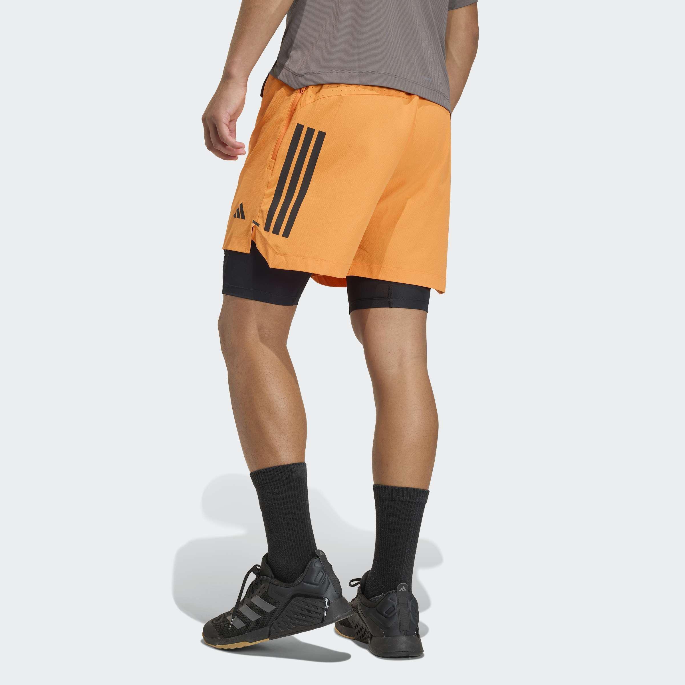 D4T Primelift 3 Stripes Shorts, Orange, A701_ONE, large image number 1