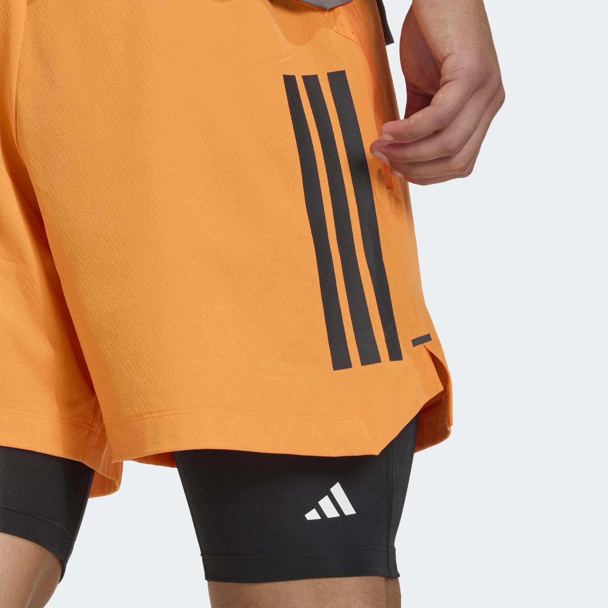D4T Primelift 3 Stripes Shorts, Orange, A701_ONE, large image number 2