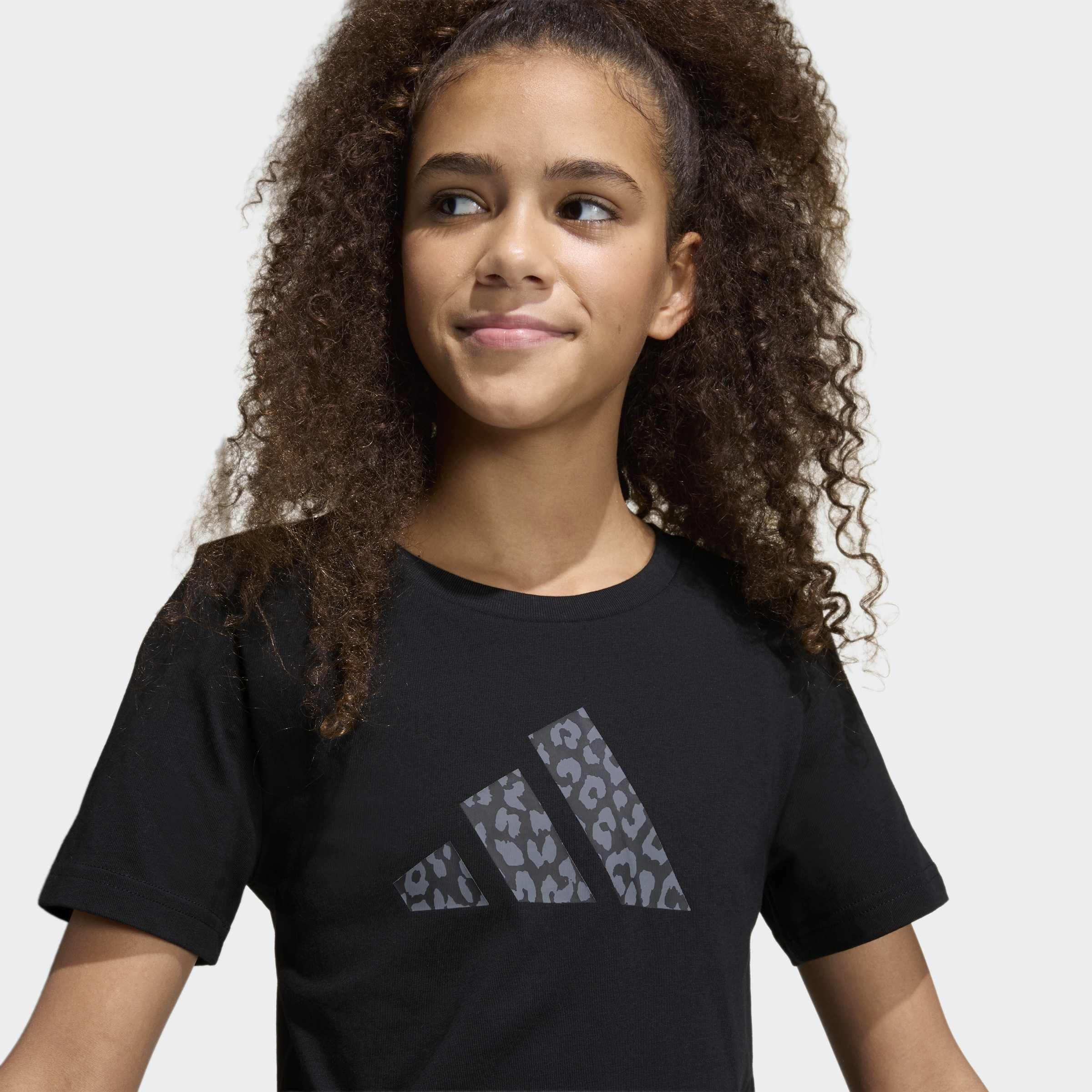 Kids Junior Girls Animal Print Graphic T-Shirt, Black