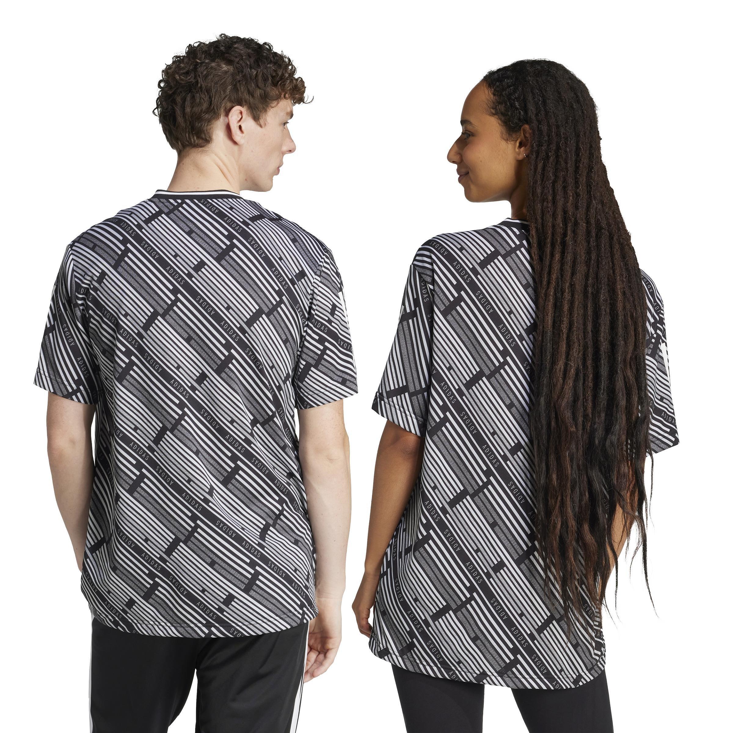 Unisex Emerging Harmony Allover Print T-Shirt, Black, A701_ONE, large image number 1