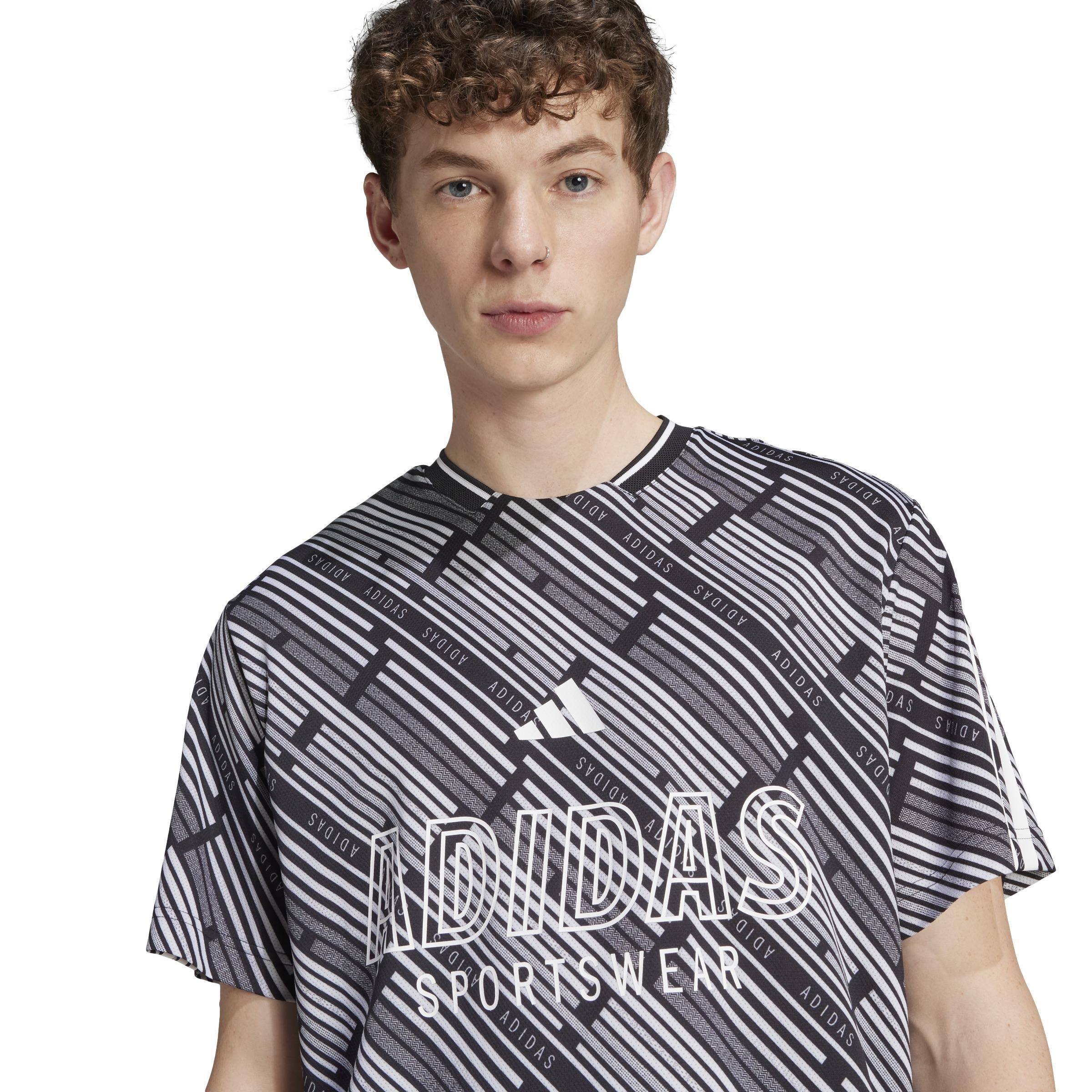 Unisex Emerging Harmony Allover Print T-Shirt, Black, , large image number 4