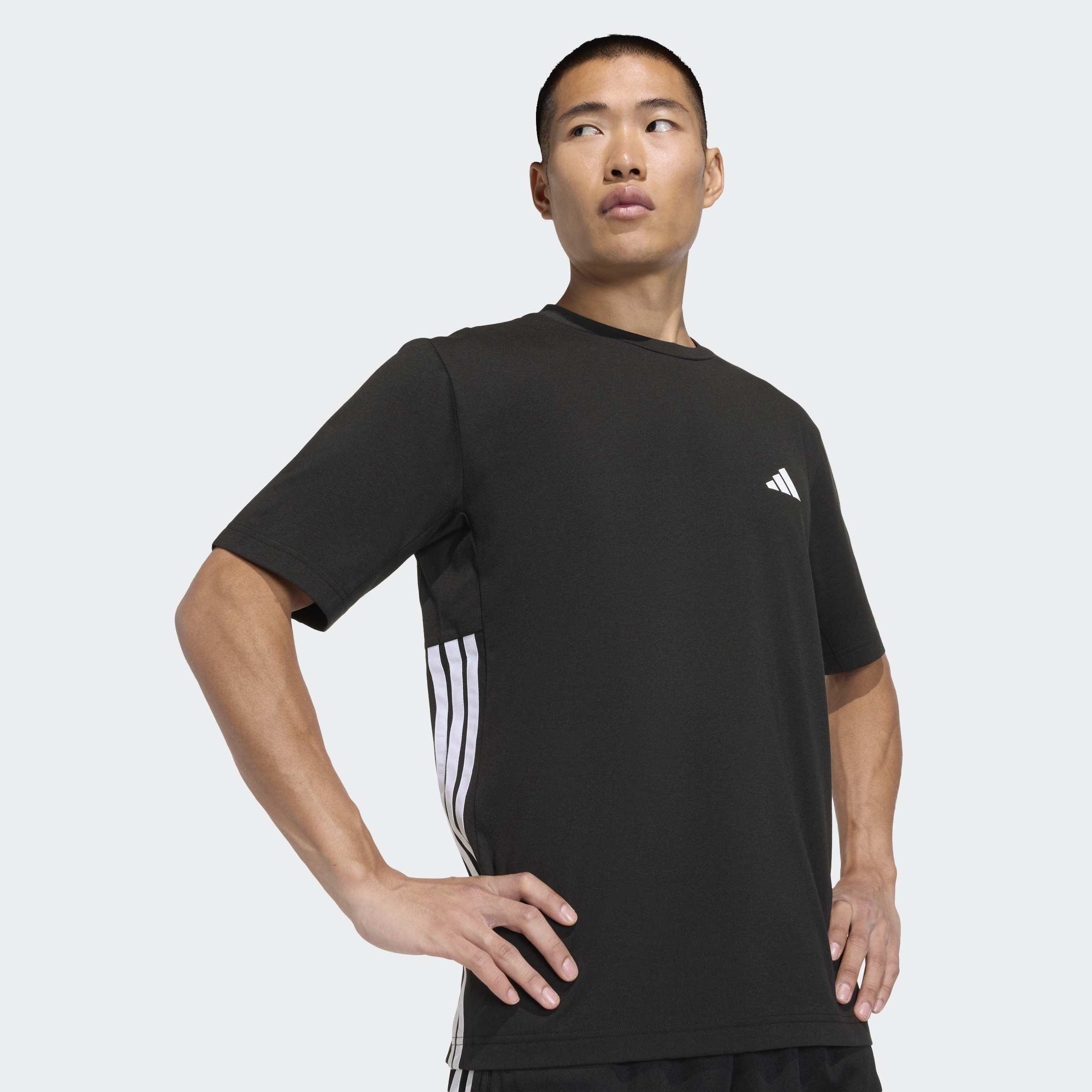 Workout Essentials Feelready 3 Stripes T-Shirt, Black, A701_ONE, large image number 3