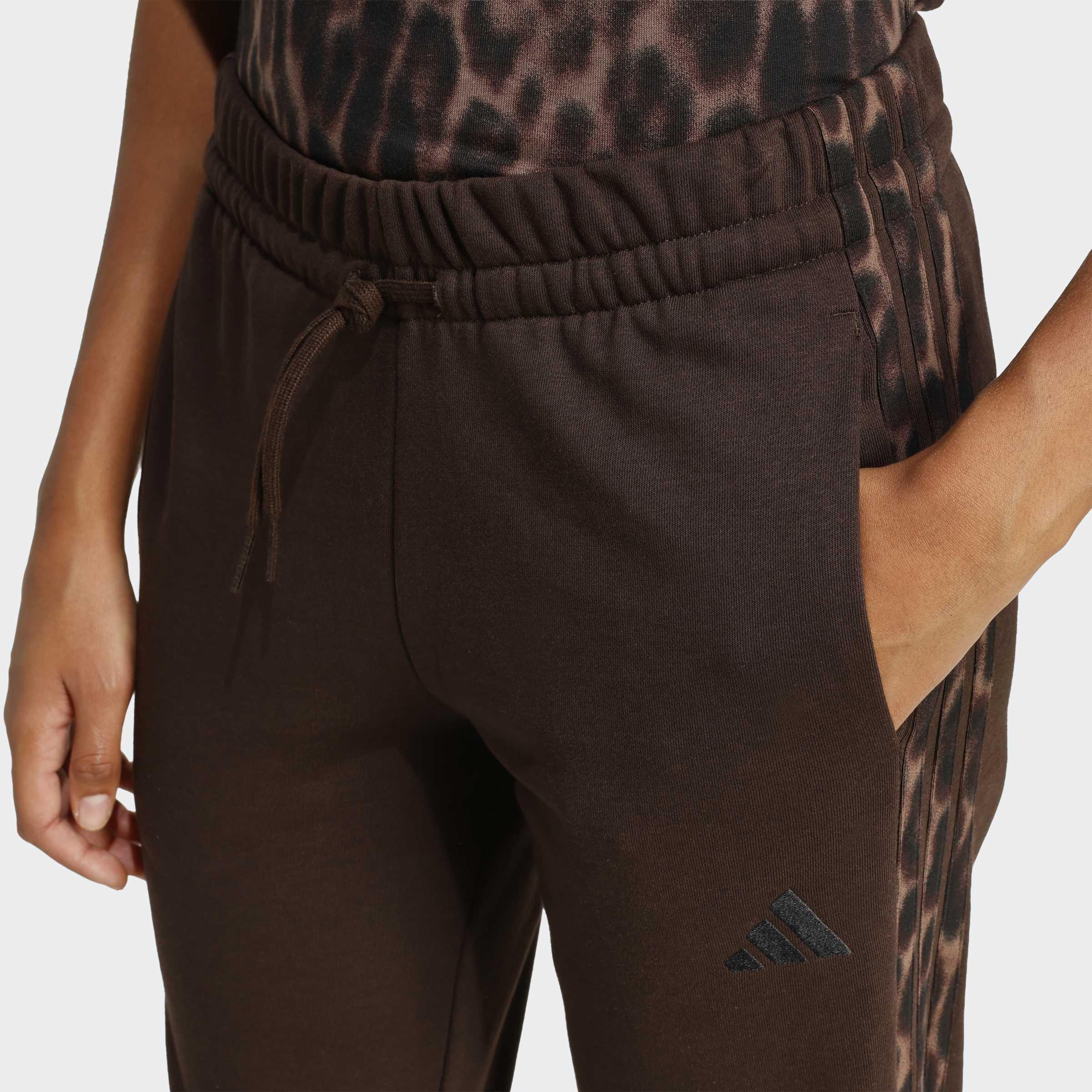 Seasonal Essentials Leopard Print French Terry Joggers with 3-Stripes, Brown, A701_ONE, large image number 2