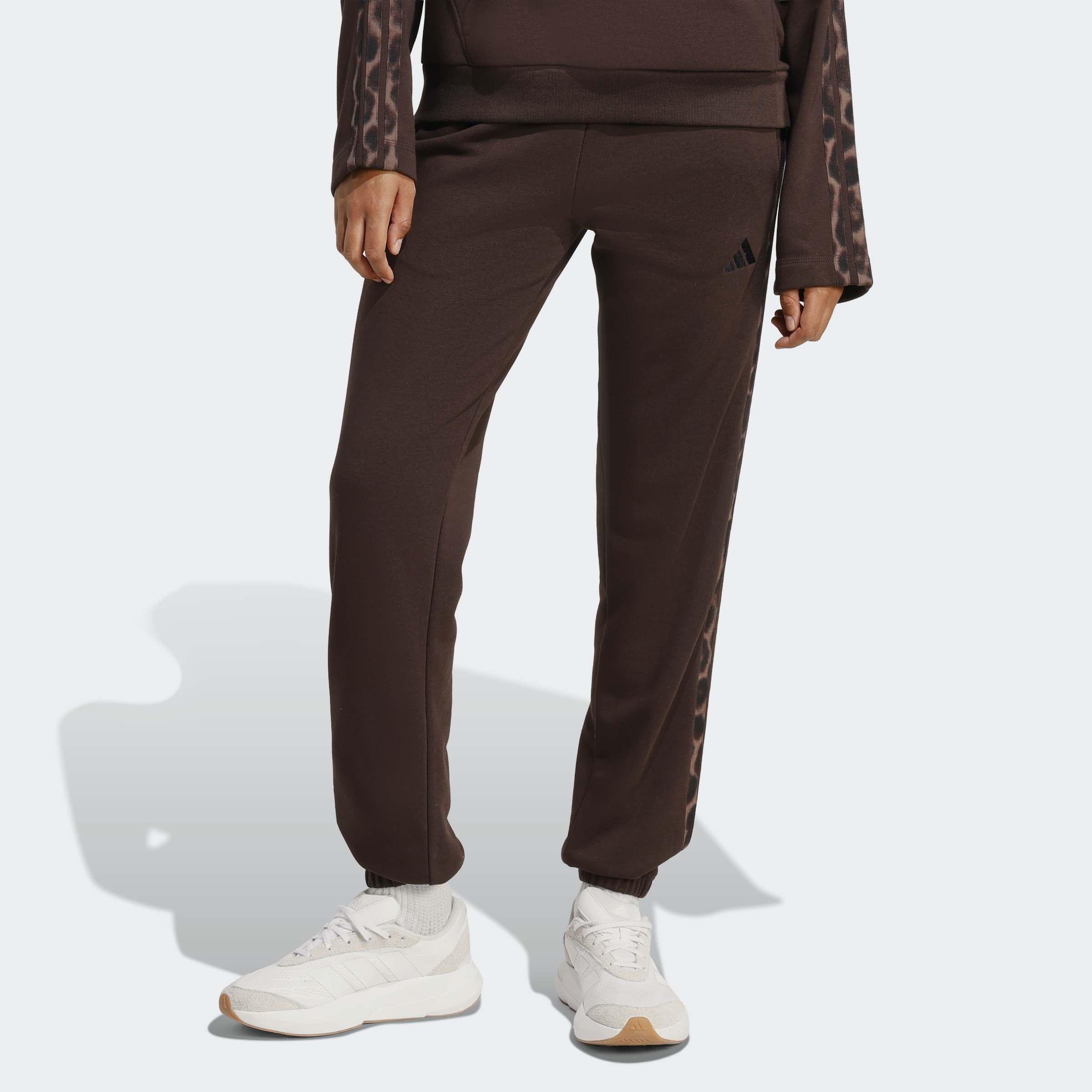 Seasonal Essentials Leopard Print French Terry Joggers with 3-Stripes, Brown, A701_ONE, large image number 4