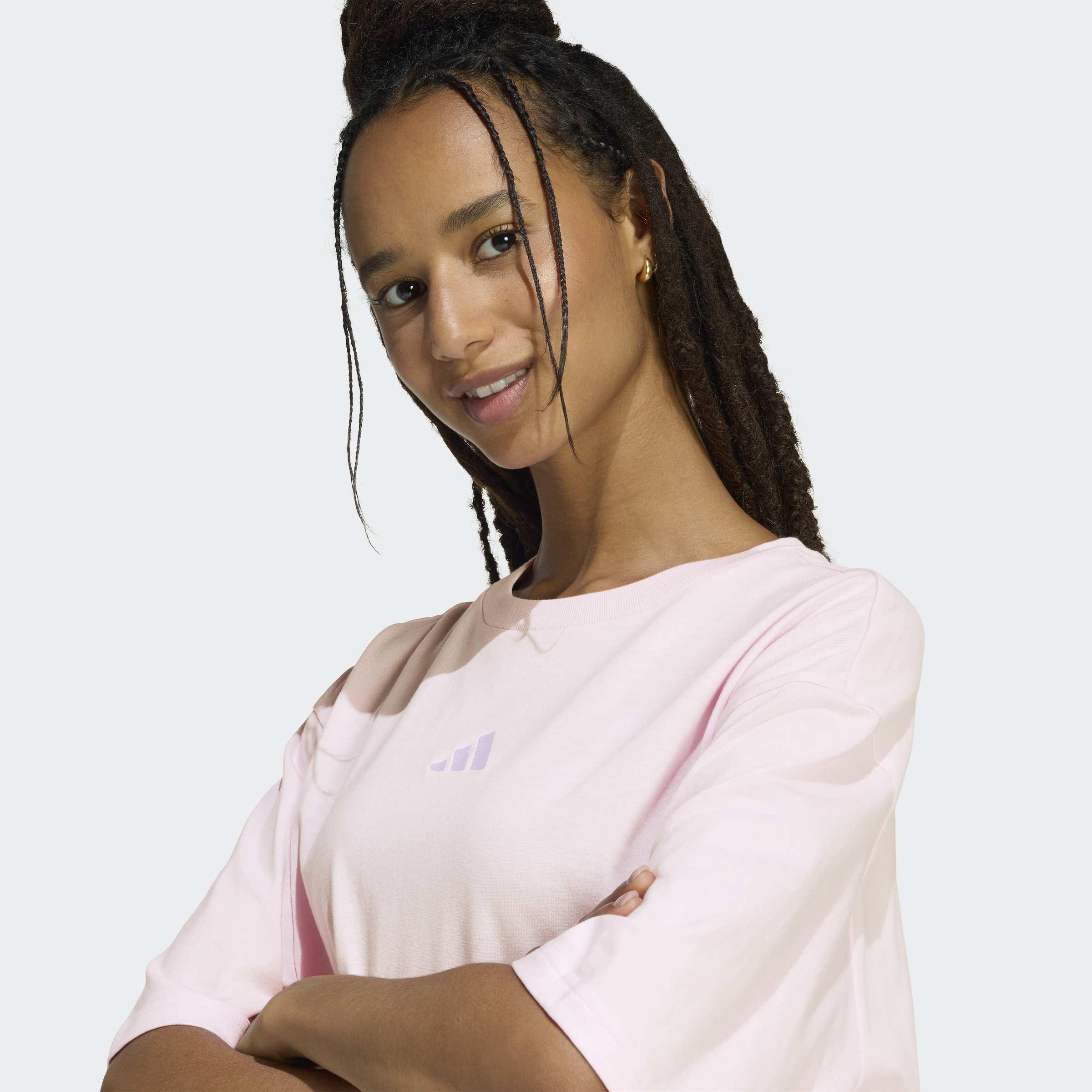 Mini Embroidery Oversized Graphic T-Shirt, Pink